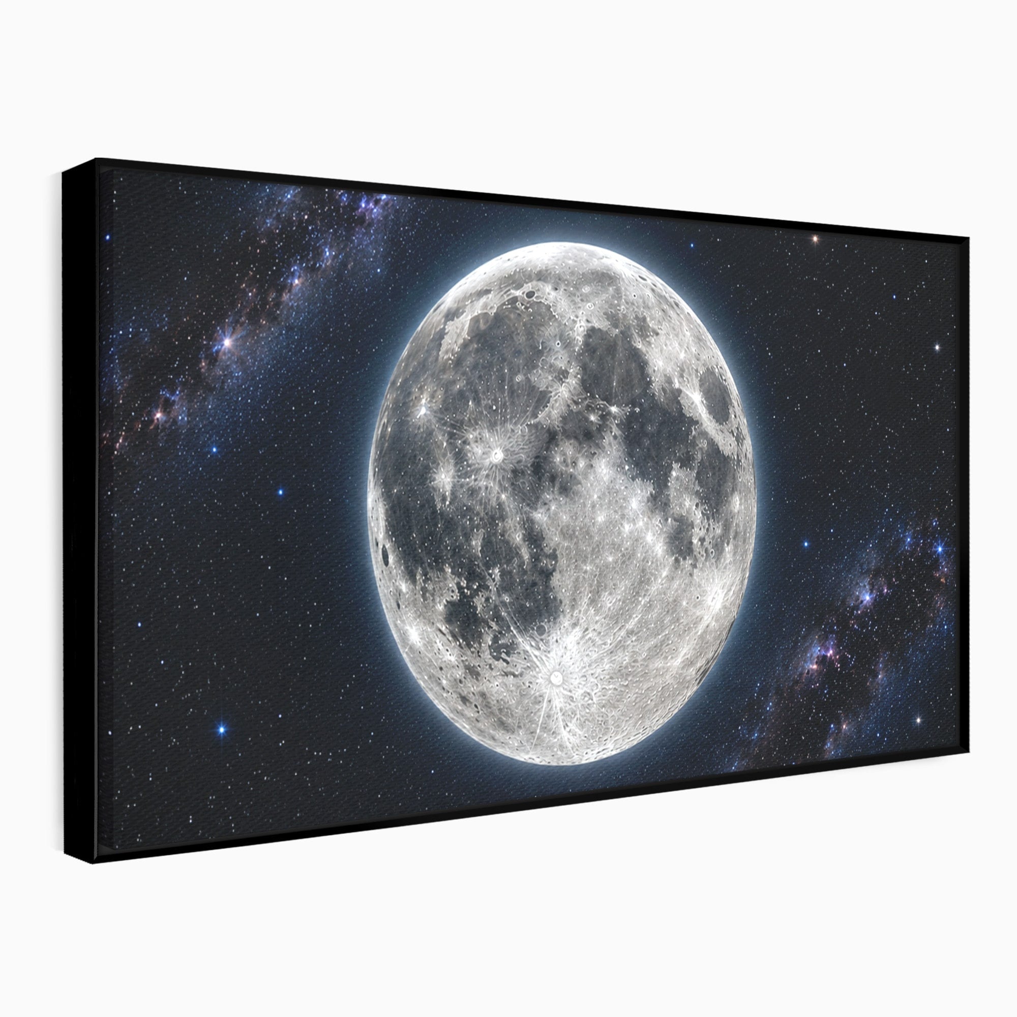 Tablou Canvas Premium LuxCanva® S1050, Luna Plina, Luna, Spatiu, Noapte, Astronomie, Dormitor, Culori Vibrante