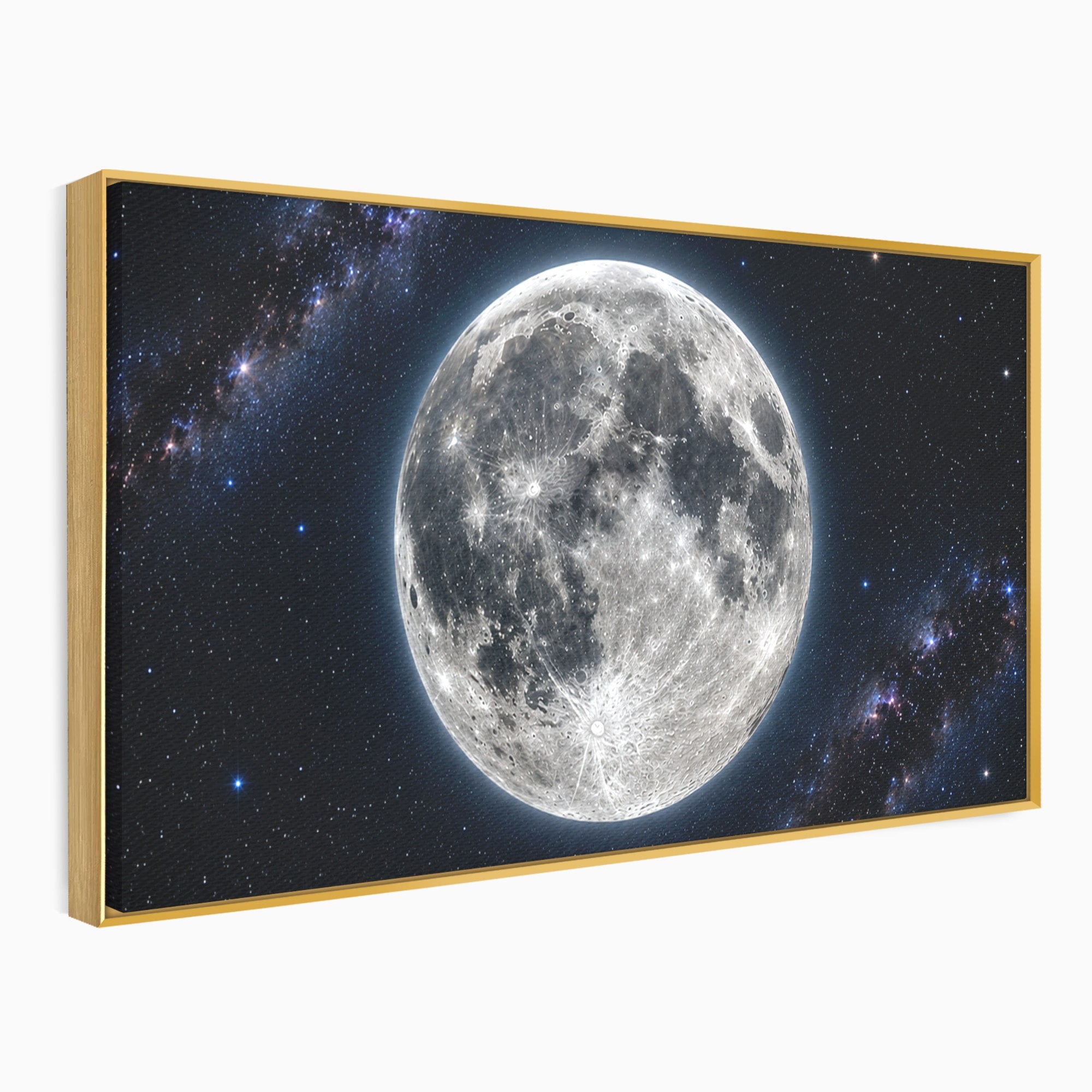 Tablou Canvas Premium LuxCanva® S1050, Luna Plina, Luna, Spatiu, Noapte, Astronomie, Dormitor, Culori Vibrante