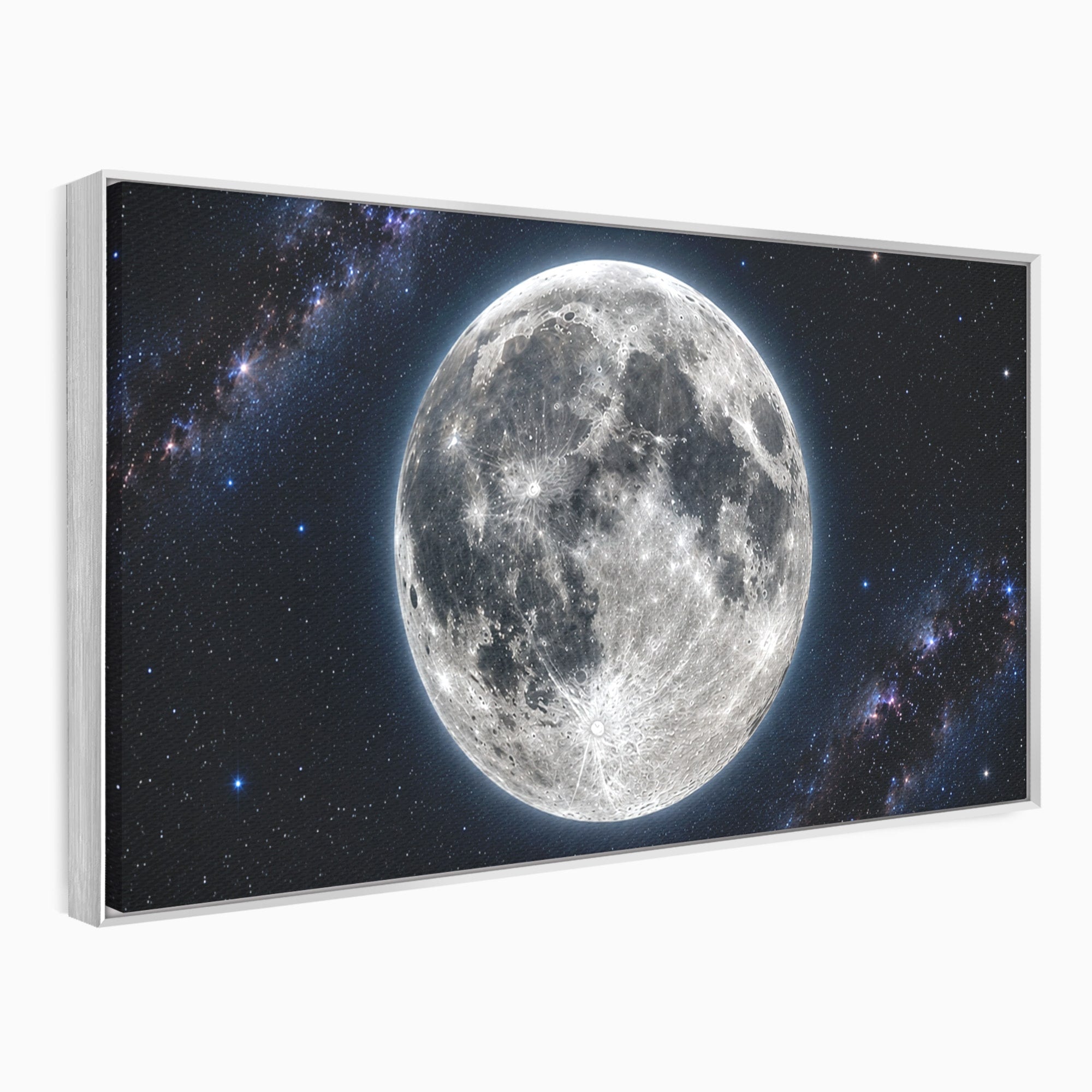 Tablou Canvas Premium LuxCanva® S1050, Luna Plina, Luna, Spatiu, Noapte, Astronomie, Dormitor, Culori Vibrante