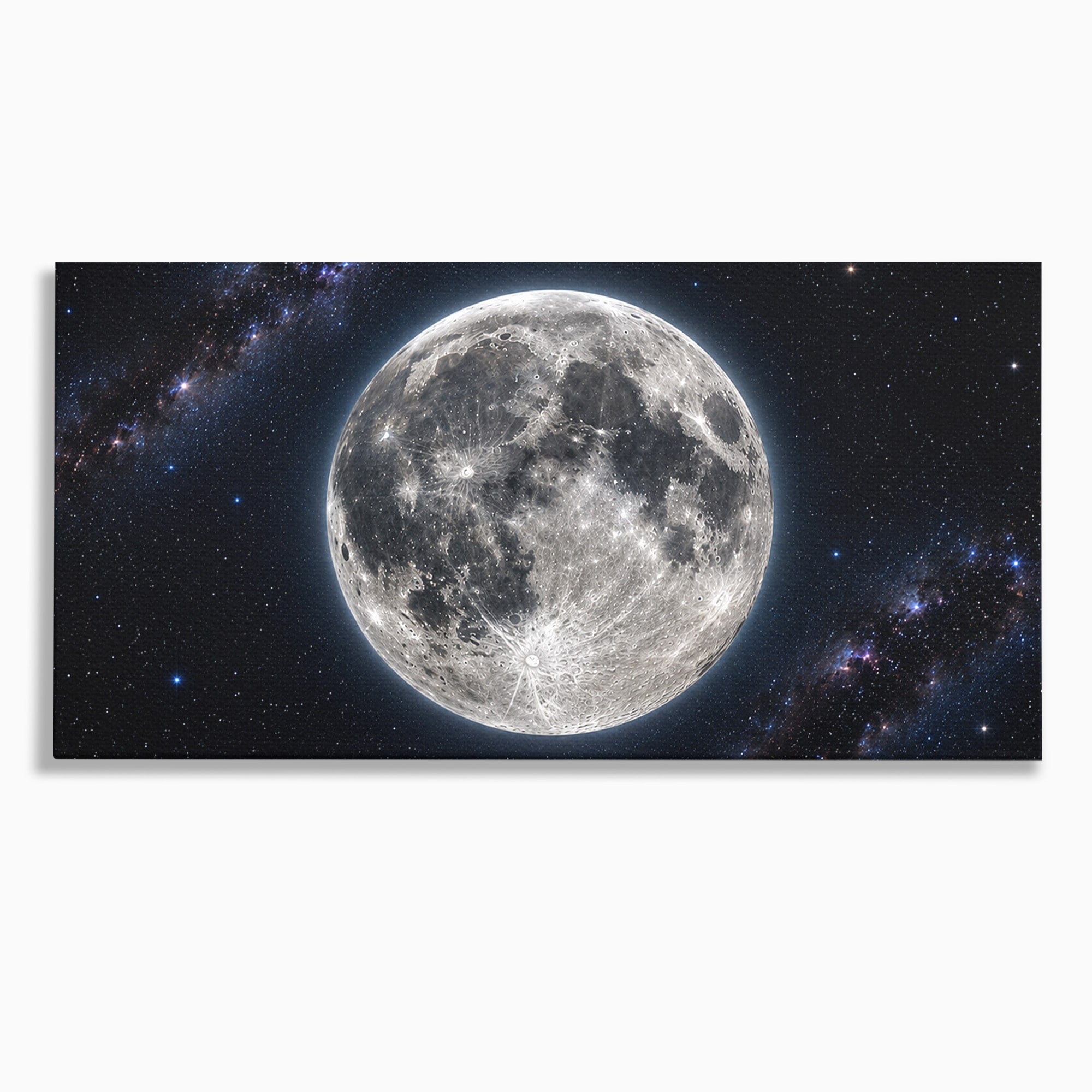 Tablou Canvas Premium LuxCanva® S1050, Luna Plina, Luna, Spatiu, Noapte, Astronomie, Dormitor, Culori Vibrante