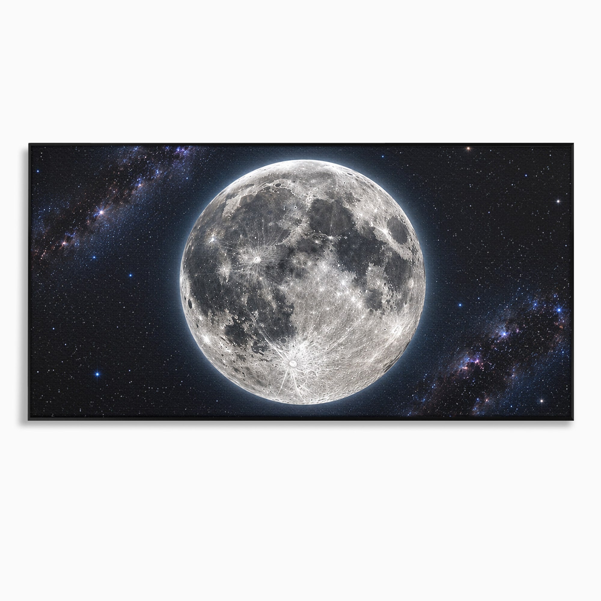 Tablou Canvas Premium LuxCanva® S1050, Luna Plina, Luna, Spatiu, Noapte, Astronomie, Dormitor, Culori Vibrante