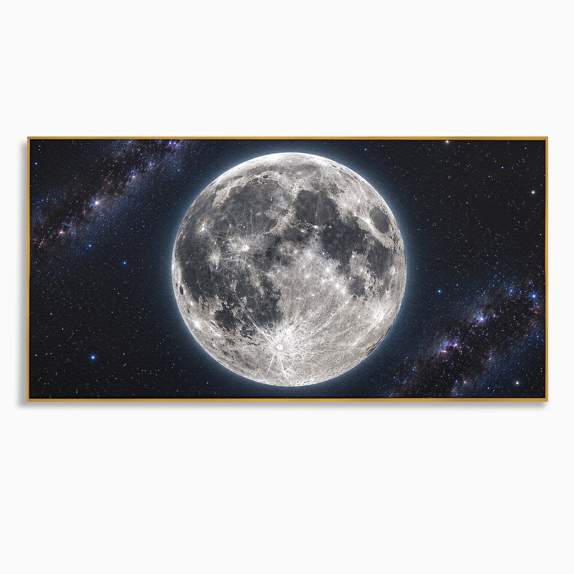 Tablou Canvas Premium LuxCanva® S1050, Luna Plina, Luna, Spatiu, Noapte, Astronomie, Dormitor, Culori Vibrante
