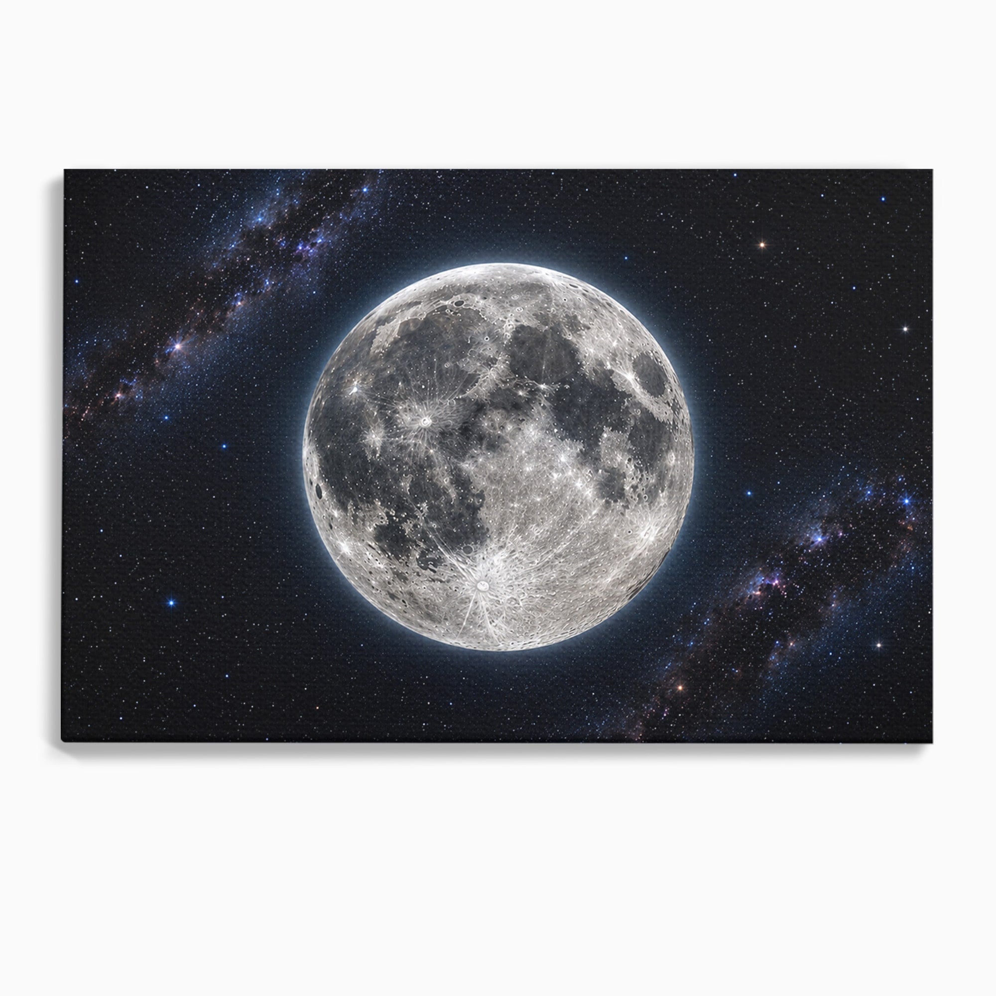 Tablou Canvas Premium LuxCanva® S1050, Luna Plina, Luna, Spatiu, Noapte, Astronomie, Dormitor, Culori Vibrante
