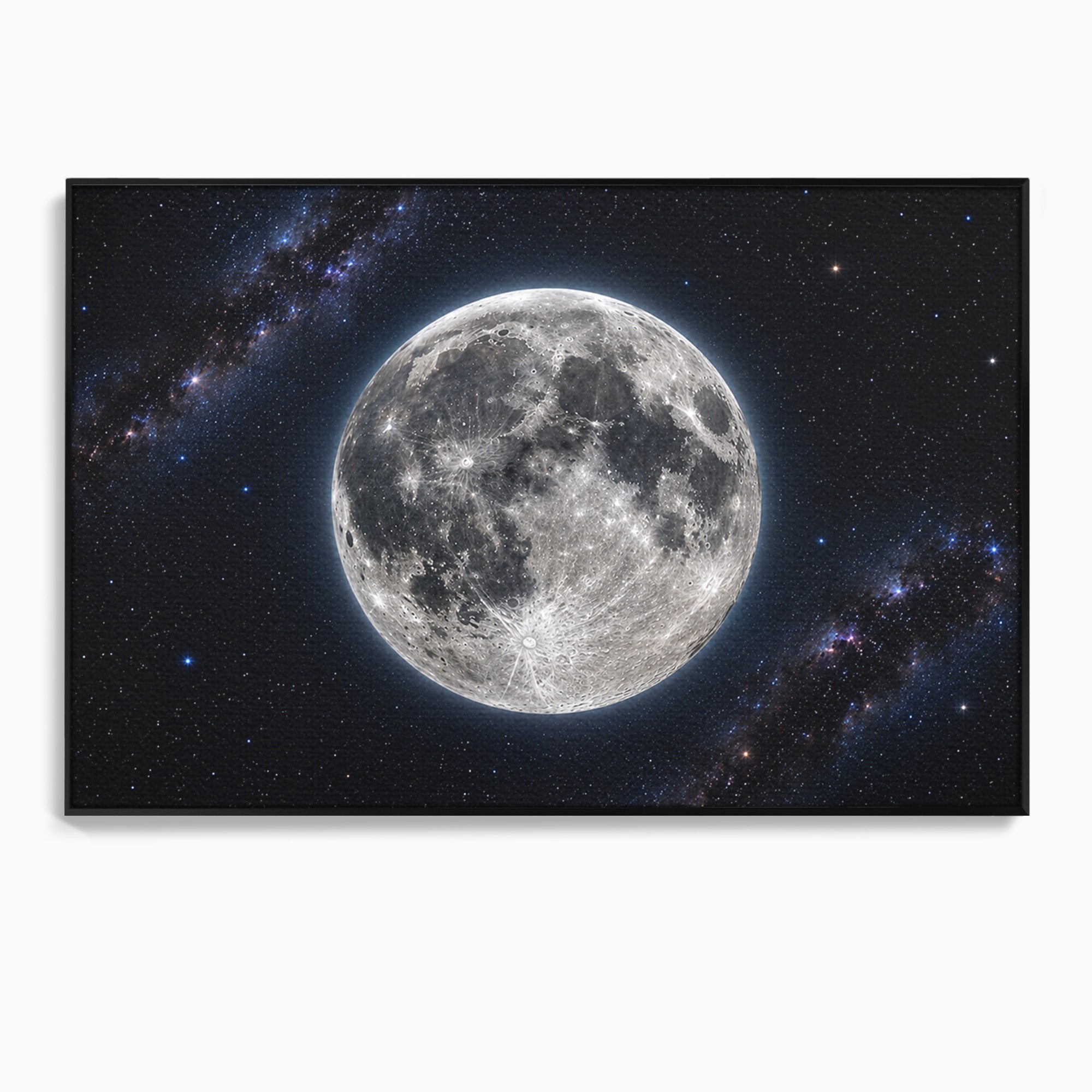 Tablou Canvas Premium LuxCanva® S1050, Luna Plina, Luna, Spatiu, Noapte, Astronomie, Dormitor, Culori Vibrante