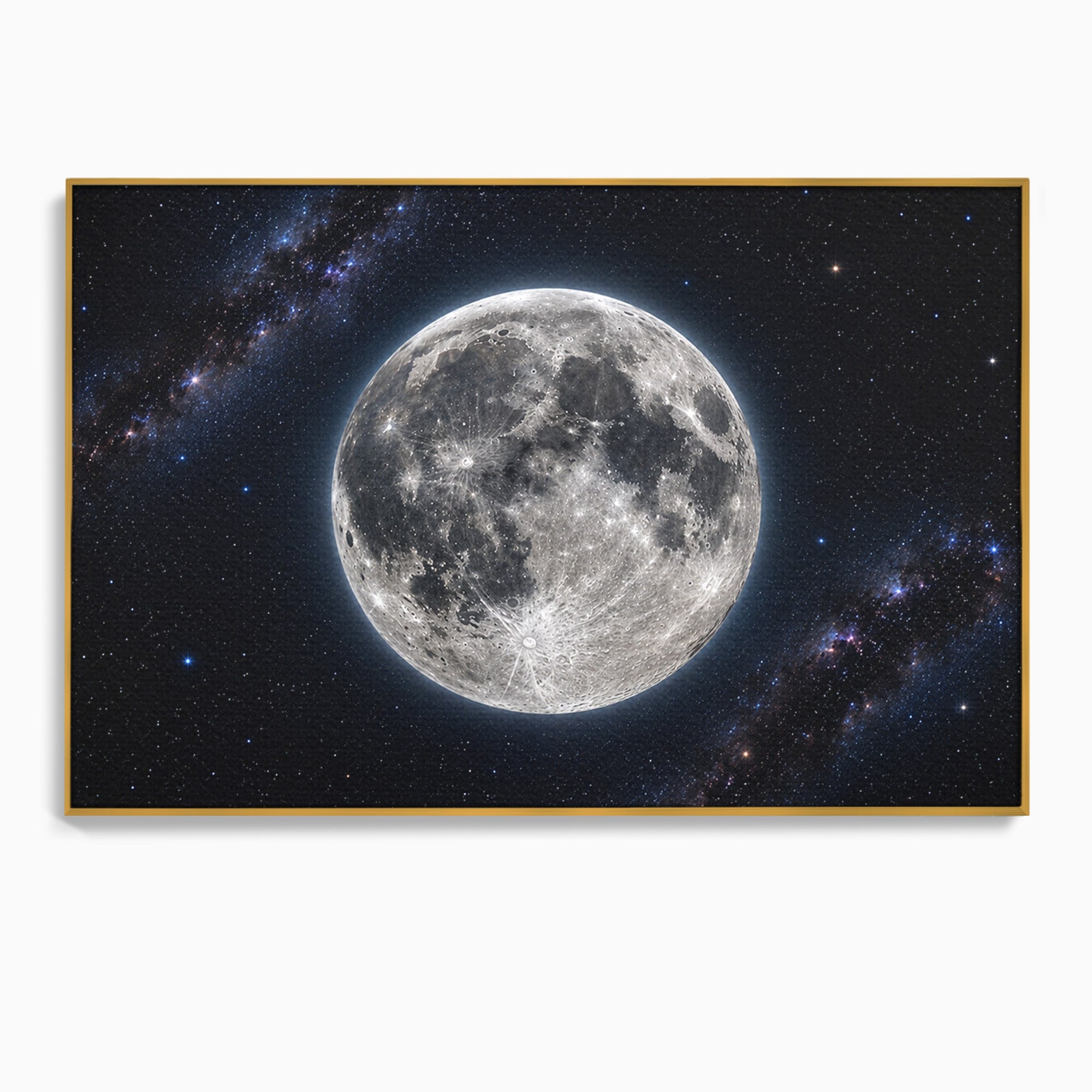 Tablou Canvas Premium LuxCanva® S1050, Luna Plina, Luna, Spatiu, Noapte, Astronomie, Dormitor, Culori Vibrante