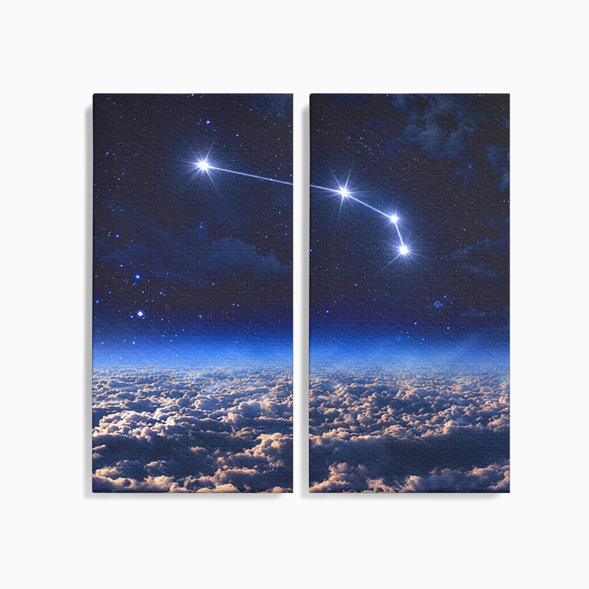 Set 2 Tablouri Canvas Premium LuxCanva® S2-1014, Constelatie Deasupra Norilor, Constelatie, Nori, Noapte, Cer, Dormitor, Culori Vibrante