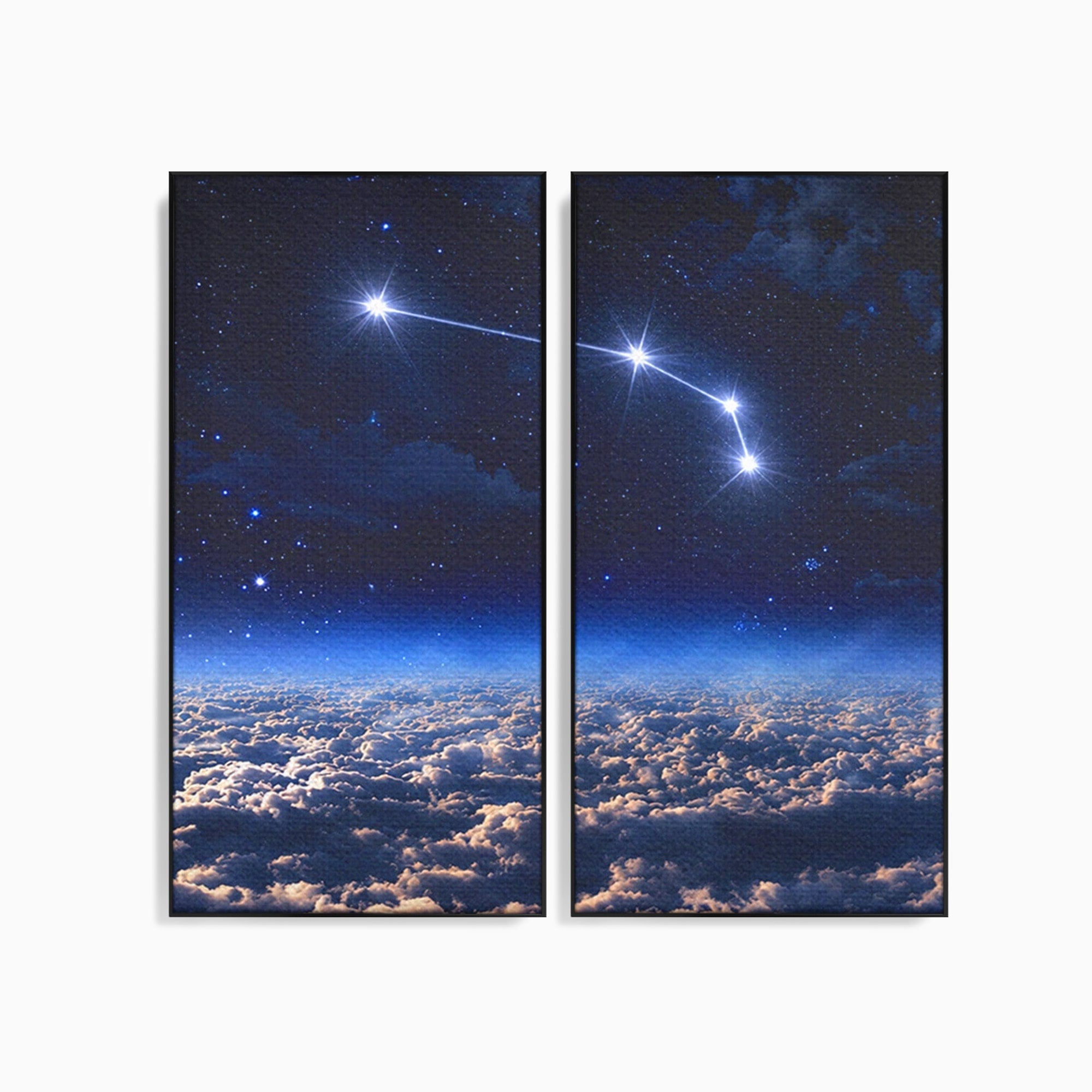 Set 2 Tablouri Canvas Premium LuxCanva® S2-1014, Constelatie Deasupra Norilor, Constelatie, Nori, Noapte, Cer, Dormitor, Culori Vibrante