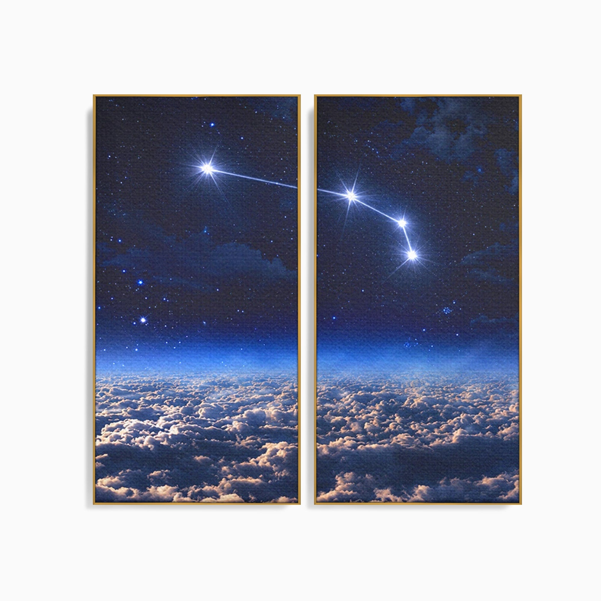 Set 2 Tablouri Canvas Premium LuxCanva® S2-1014, Constelatie Deasupra Norilor, Constelatie, Nori, Noapte, Cer, Dormitor, Culori Vibrante