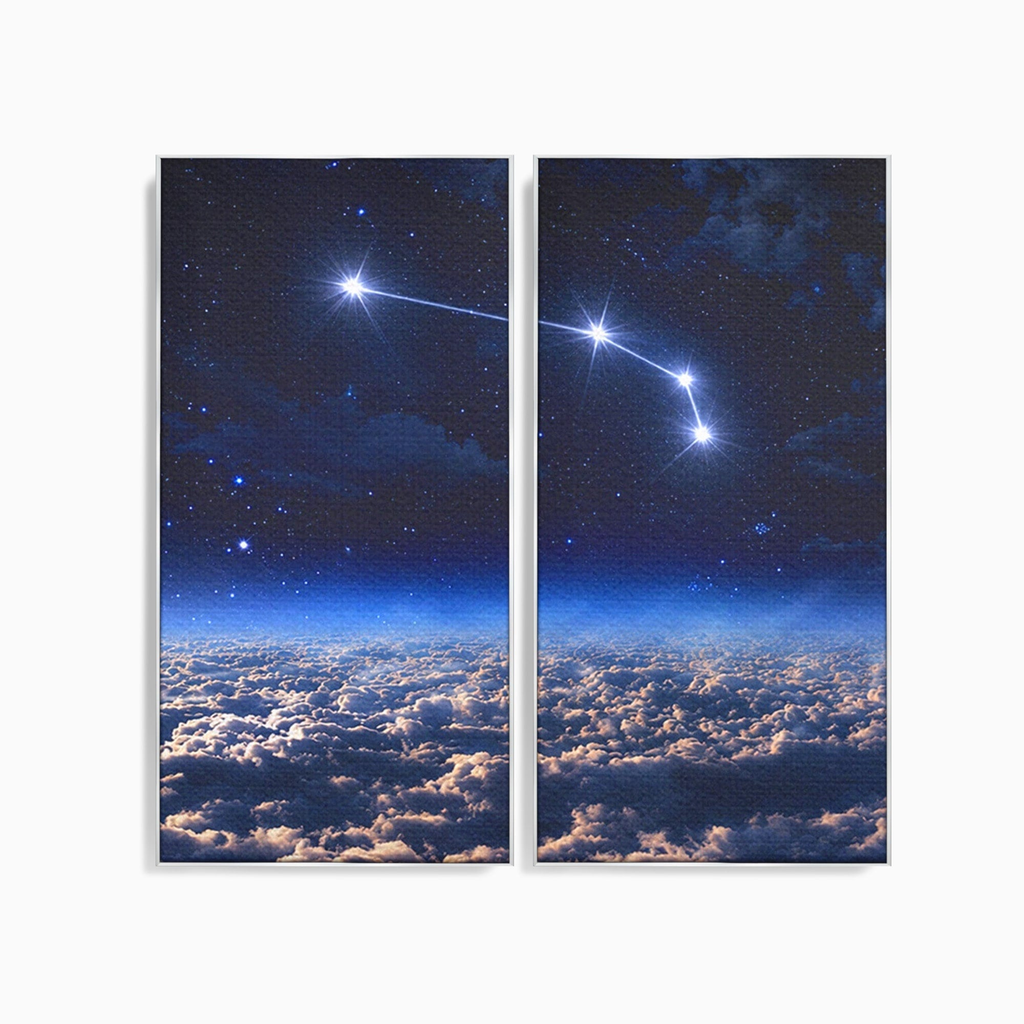 Set 2 Tablouri Canvas Premium LuxCanva® S2-1014, Constelatie Deasupra Norilor, Constelatie, Nori, Noapte, Cer, Dormitor, Culori Vibrante