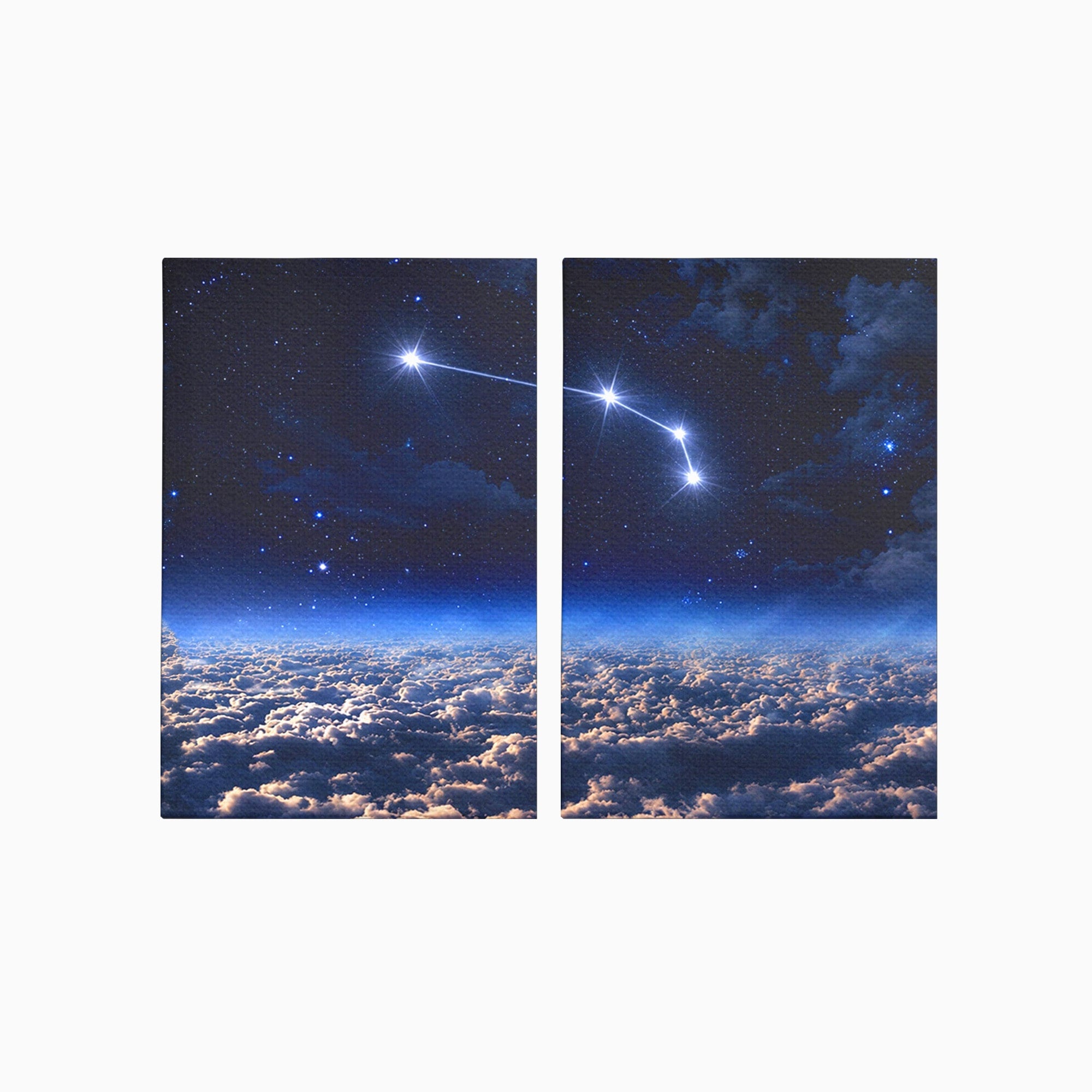 Set 2 Tablouri Canvas Premium LuxCanva® S2-1014, Constelatie Deasupra Norilor, Constelatie, Nori, Noapte, Cer, Dormitor, Culori Vibrante