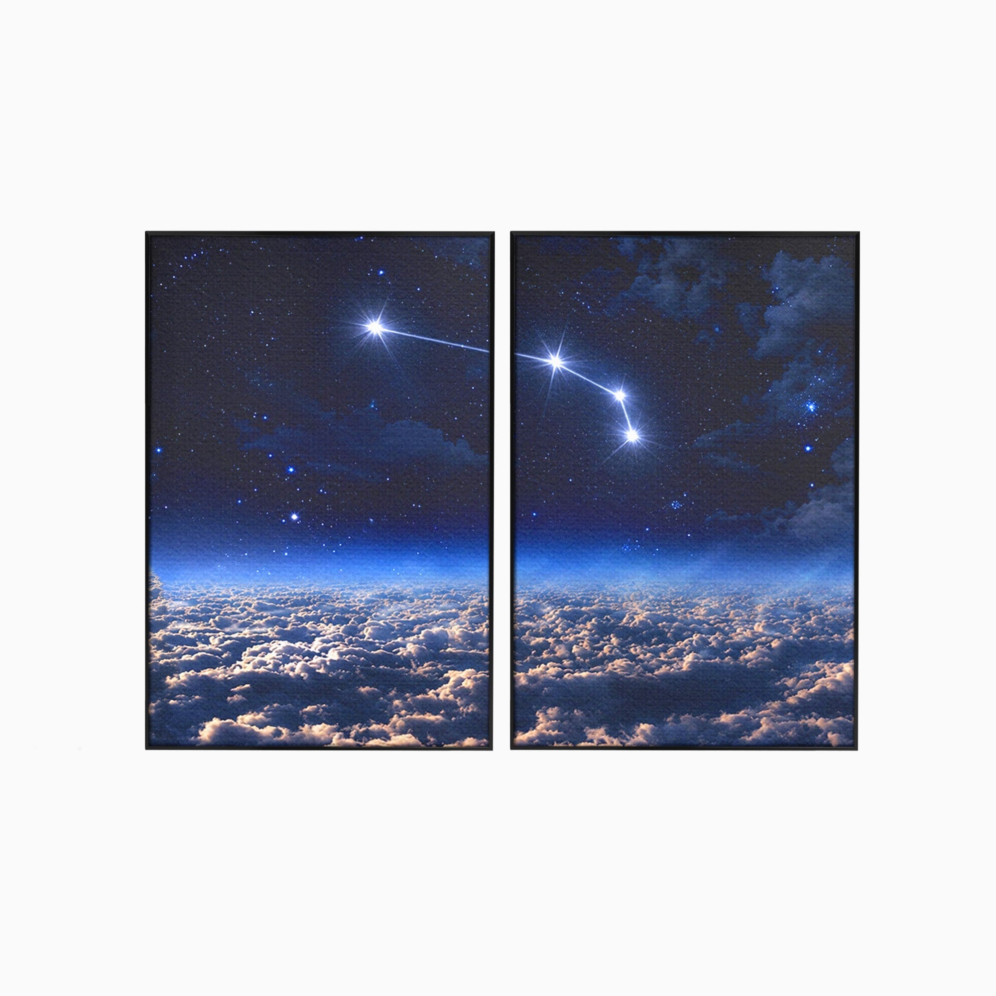 Set 2 Tablouri Canvas Premium LuxCanva® S2-1014, Constelatie Deasupra Norilor, Constelatie, Nori, Noapte, Cer, Dormitor, Culori Vibrante