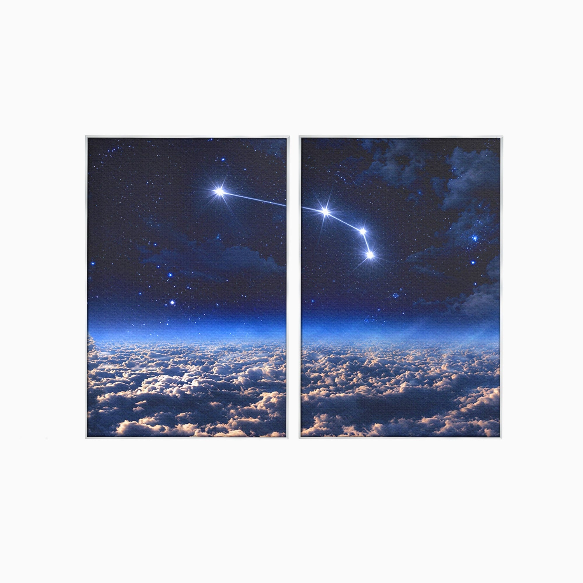 Set 2 Tablouri Canvas Premium LuxCanva® S2-1014, Constelatie Deasupra Norilor, Constelatie, Nori, Noapte, Cer, Dormitor, Culori Vibrante