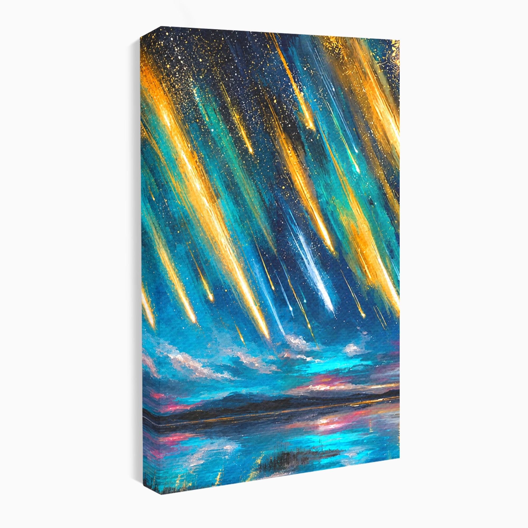 Set 2 Tablouri Canvas Premium LuxCanva® S2-1030, Ploua Cu Stele, Stele, Cer, Peisaj, Apus, Living, Culori Vibrante