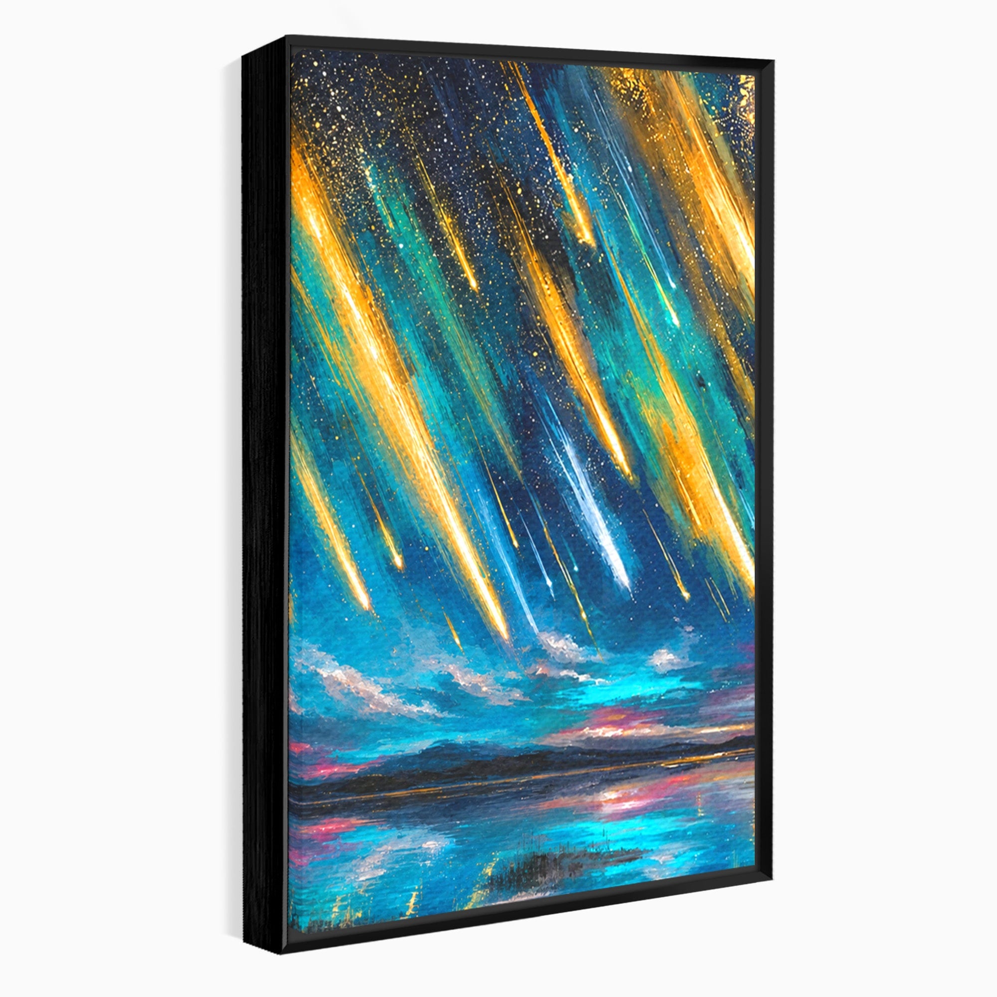 Set 2 Tablouri Canvas Premium LuxCanva® S2-1030, Ploua Cu Stele, Stele, Cer, Peisaj, Apus, Living, Culori Vibrante