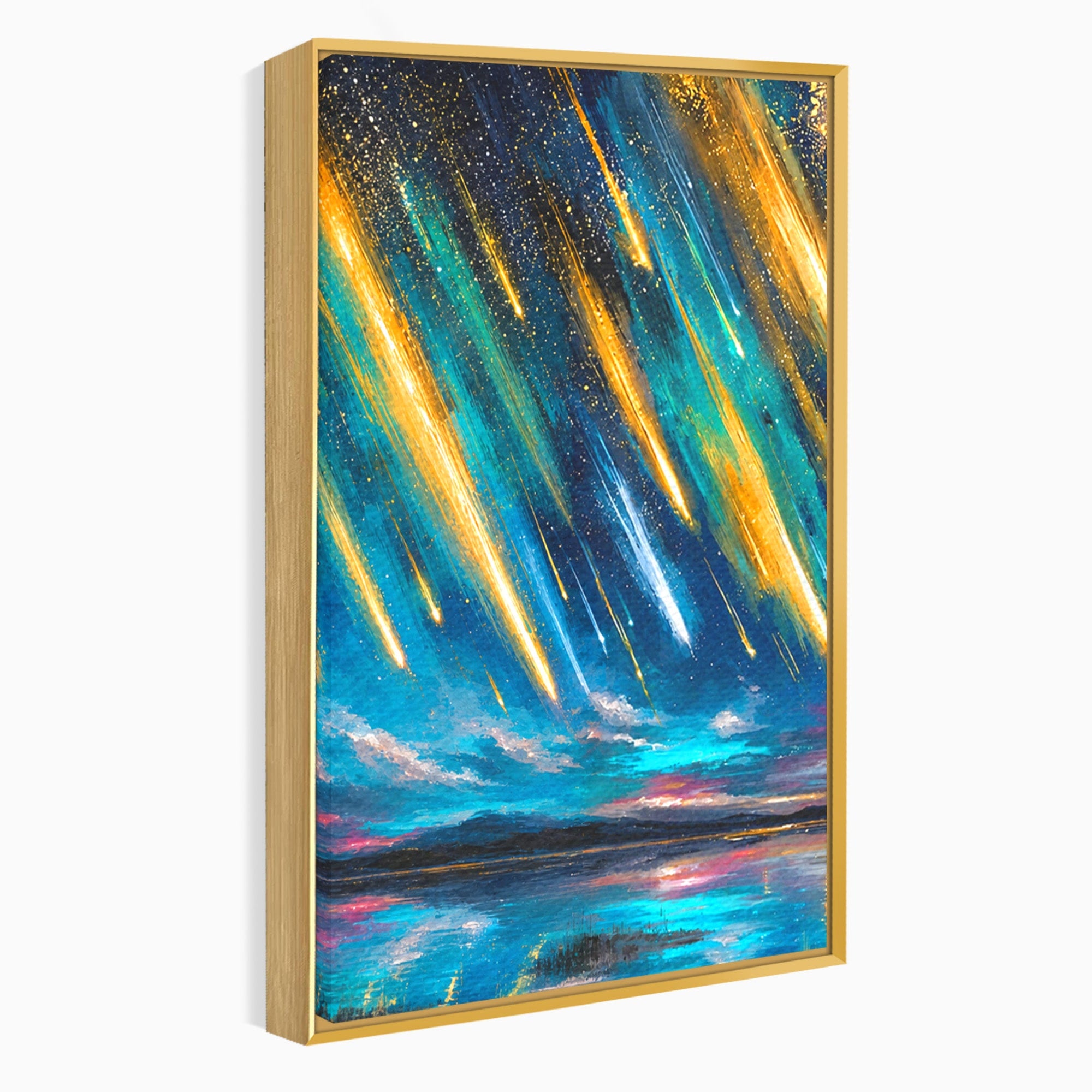 Set 2 Tablouri Canvas Premium LuxCanva® S2-1030, Ploua Cu Stele, Stele, Cer, Peisaj, Apus, Living, Culori Vibrante