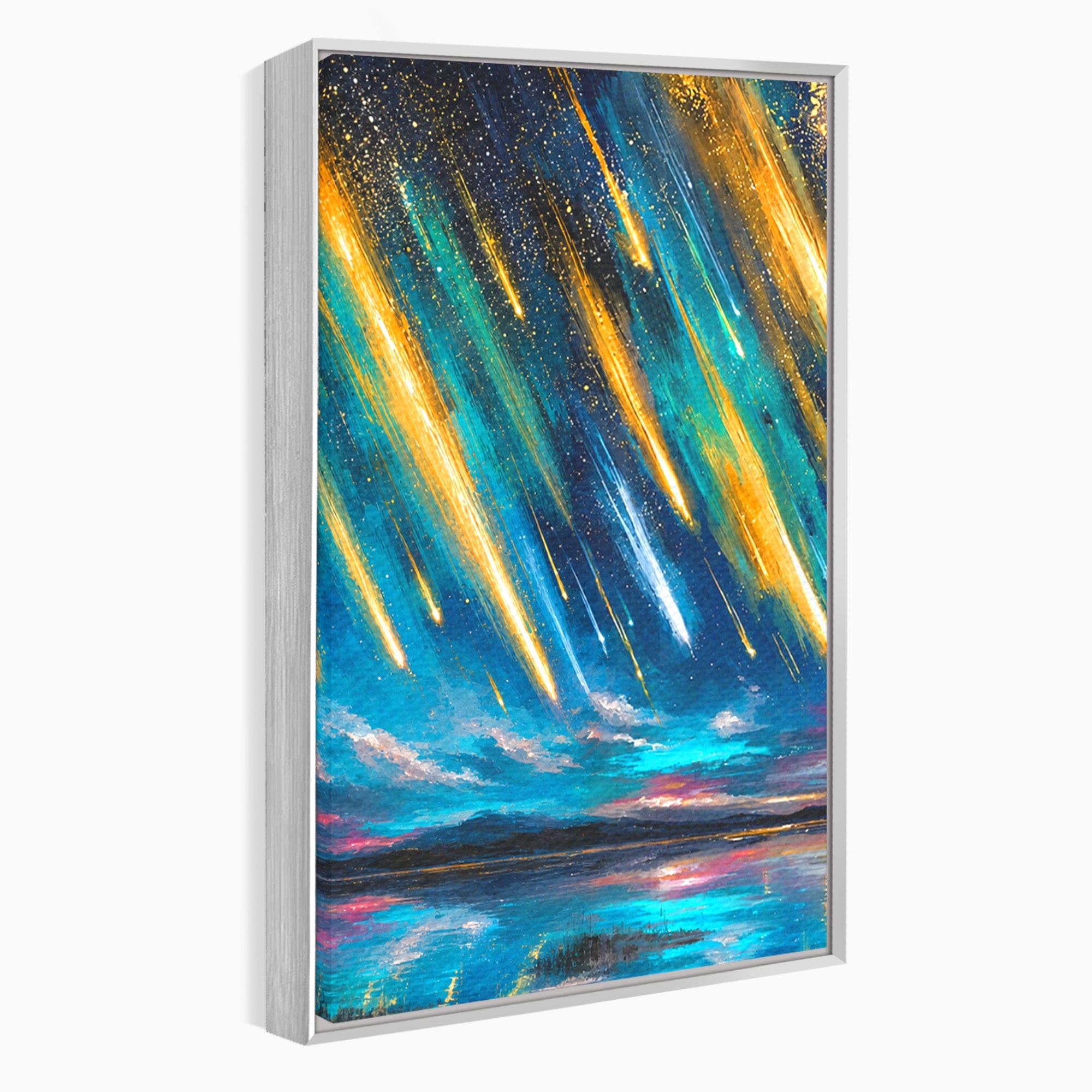 Set 2 Tablouri Canvas Premium LuxCanva® S2-1030, Ploua Cu Stele, Stele, Cer, Peisaj, Apus, Living, Culori Vibrante