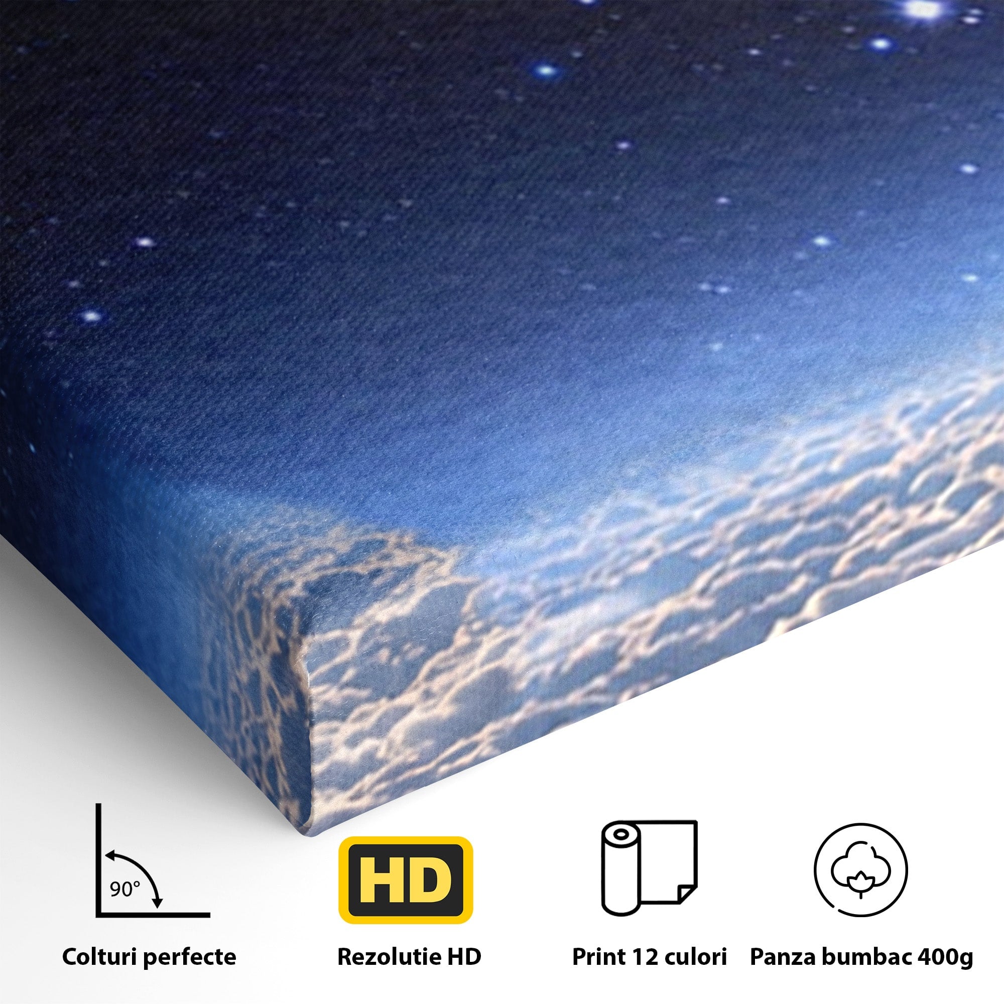 Set 3 Tablouri Canvas Premium LuxCanva® S3-1014, Constelatie Deasupra Norilor, Constelatie, Nori, Noapte, Cer, Dormitor, Culori Vibrante