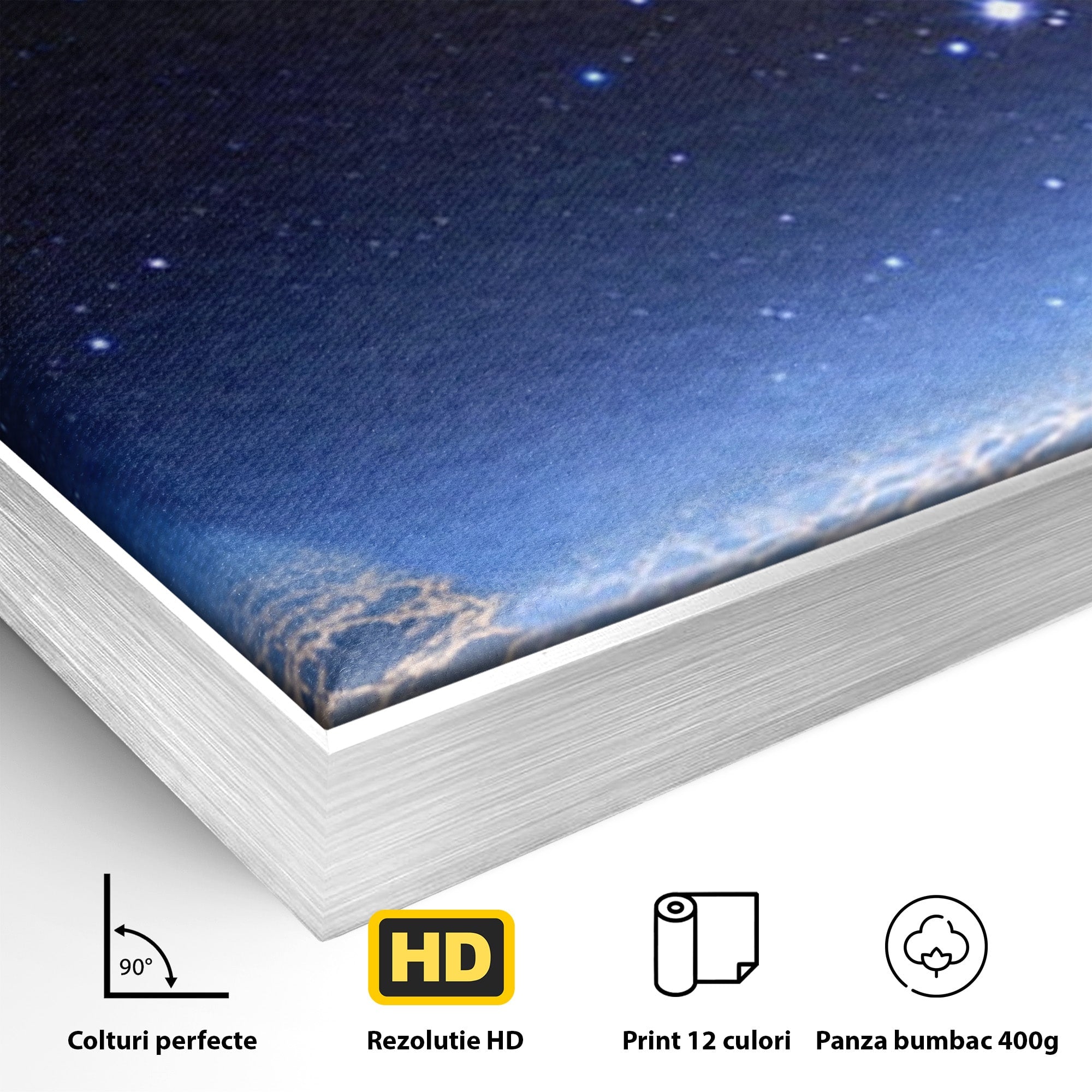Set 3 Tablouri Canvas Premium LuxCanva® S3-1014, Constelatie Deasupra Norilor, Constelatie, Nori, Noapte, Cer, Dormitor, Culori Vibrante