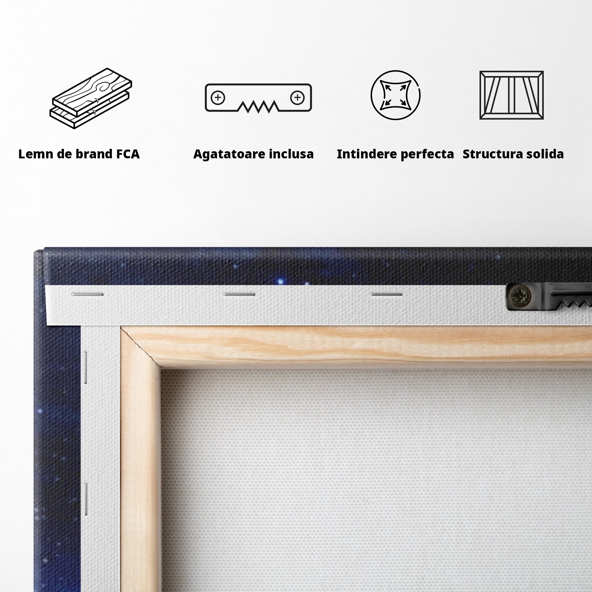 Set 3 Tablouri Canvas Premium LuxCanva® S3-1014, Constelatie Deasupra Norilor, Constelatie, Nori, Noapte, Cer, Dormitor, Culori Vibrante