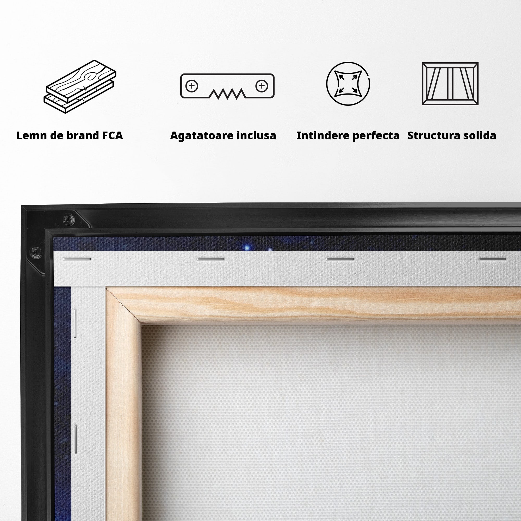 Set 3 Tablouri Canvas Premium LuxCanva® S3-1014, Constelatie Deasupra Norilor, Constelatie, Nori, Noapte, Cer, Dormitor, Culori Vibrante