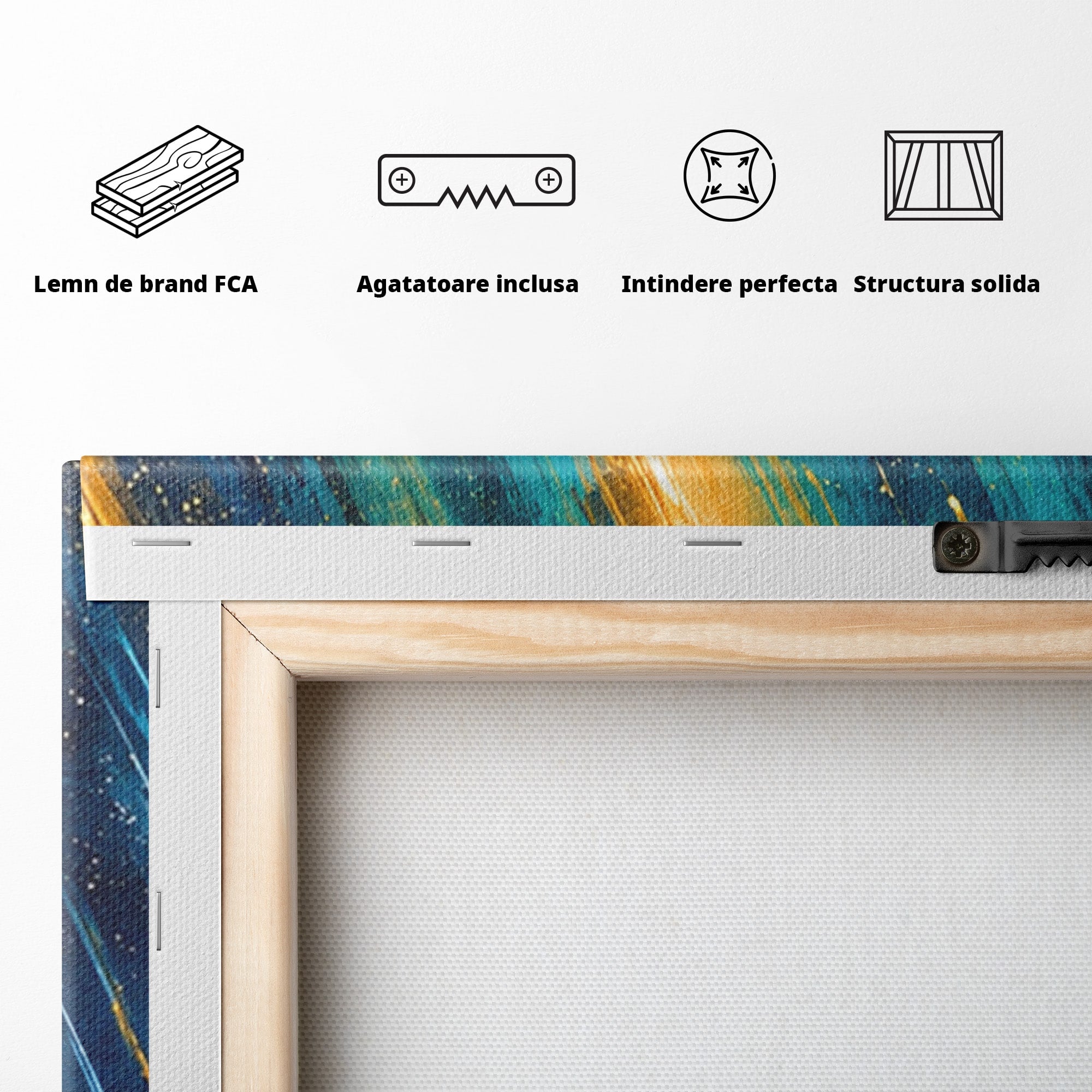 Set 3 Tablouri Canvas Premium LuxCanva® S3-1030, Ploua Cu Stele, Stele, Cer, Peisaj, Apus, Living, Culori Vibrante
