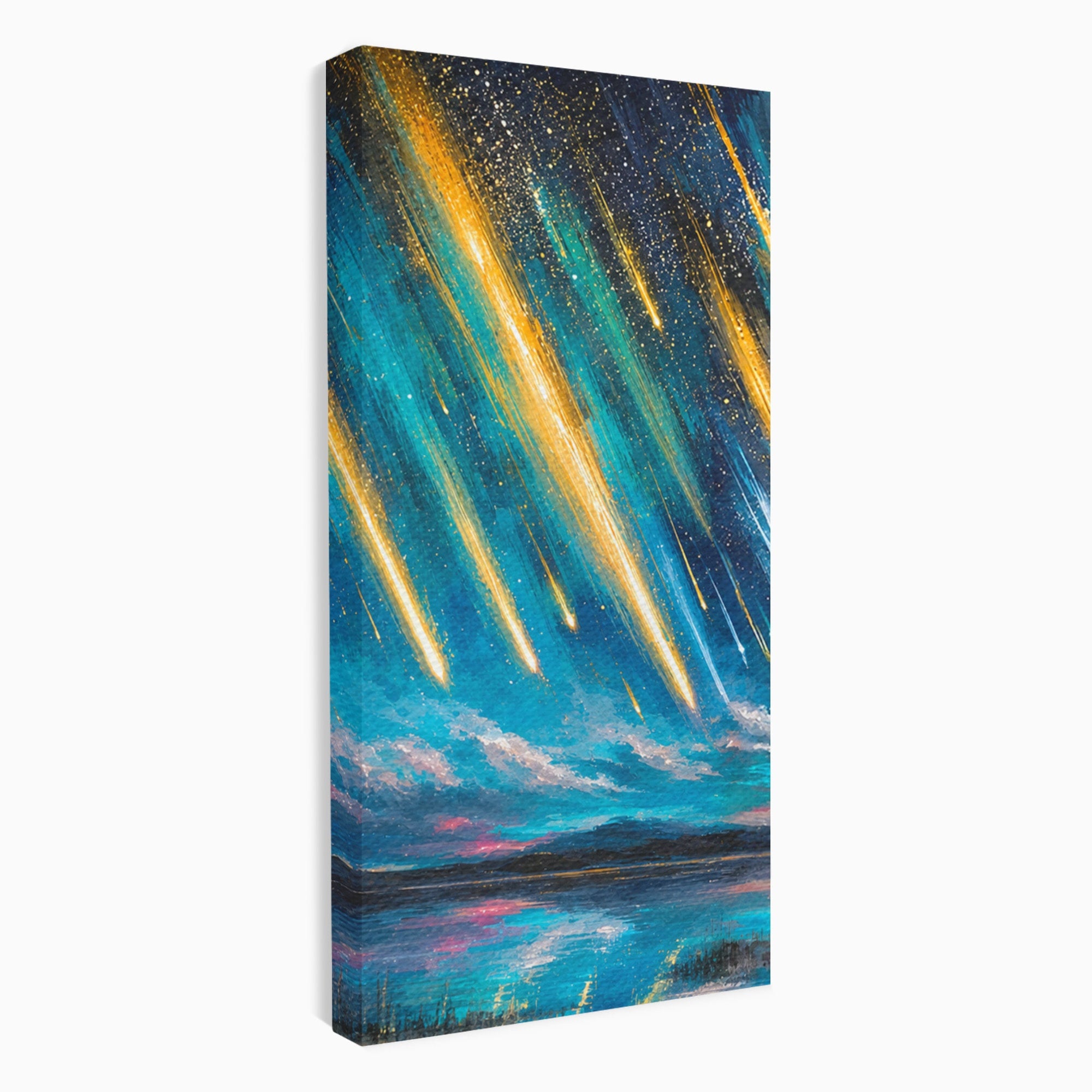 Set 3 Tablouri Canvas Premium LuxCanva® S3-1030, Ploua Cu Stele, Stele, Cer, Peisaj, Apus, Living, Culori Vibrante
