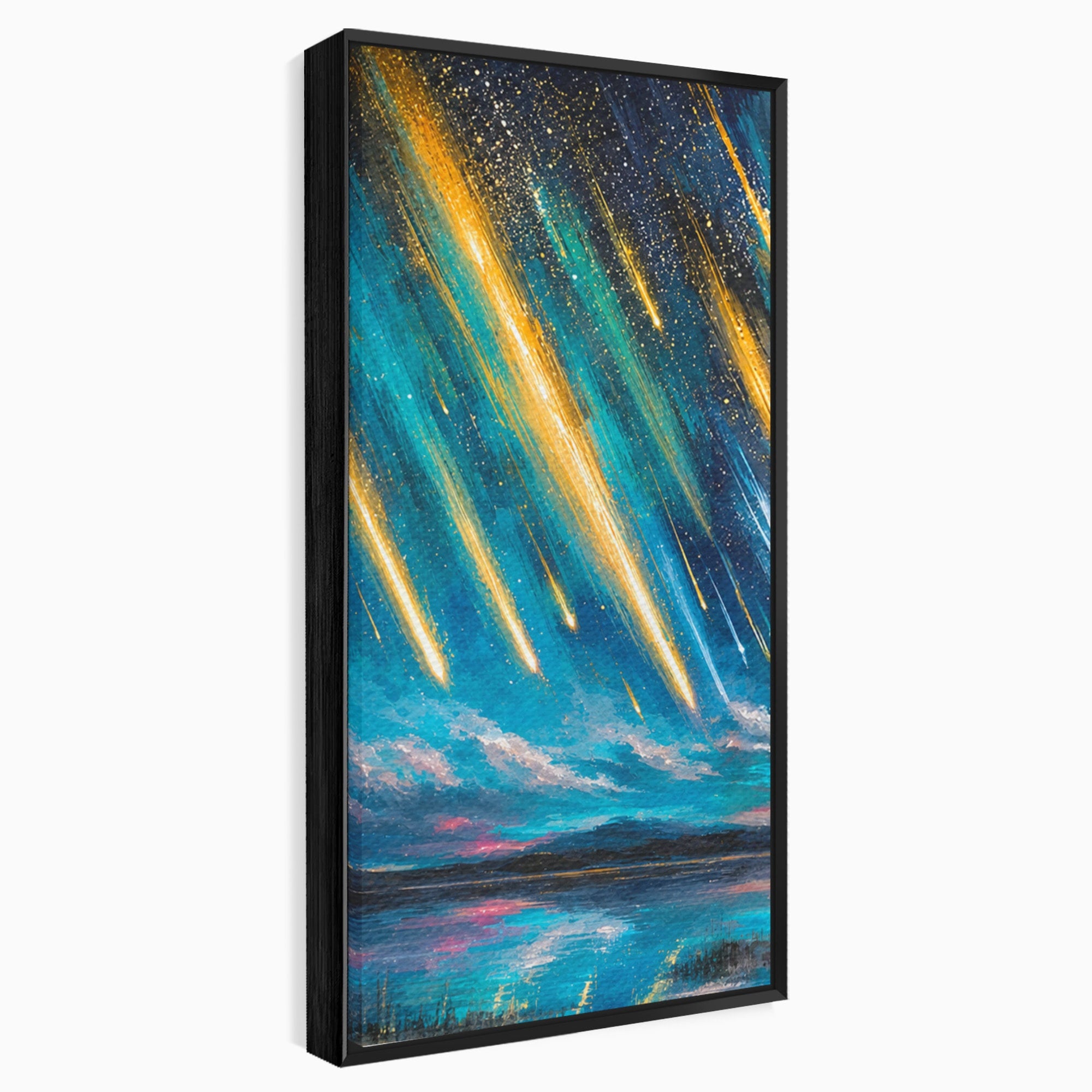 Set 3 Tablouri Canvas Premium LuxCanva® S3-1030, Ploua Cu Stele, Stele, Cer, Peisaj, Apus, Living, Culori Vibrante