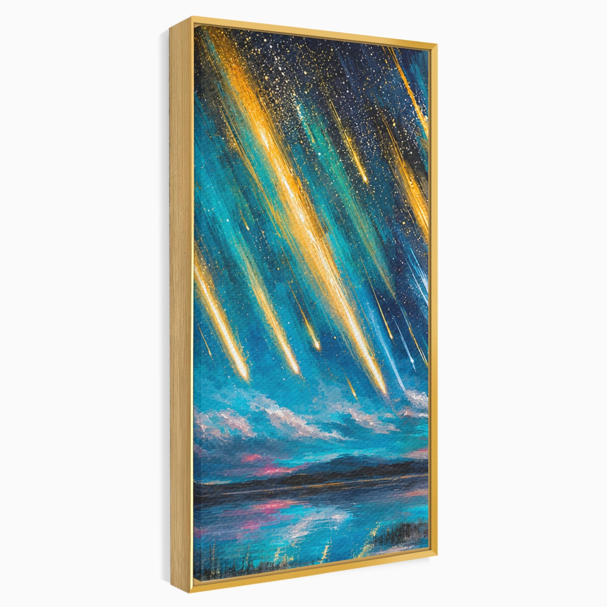 Set 3 Tablouri Canvas Premium LuxCanva® S3-1030, Ploua Cu Stele, Stele, Cer, Peisaj, Apus, Living, Culori Vibrante