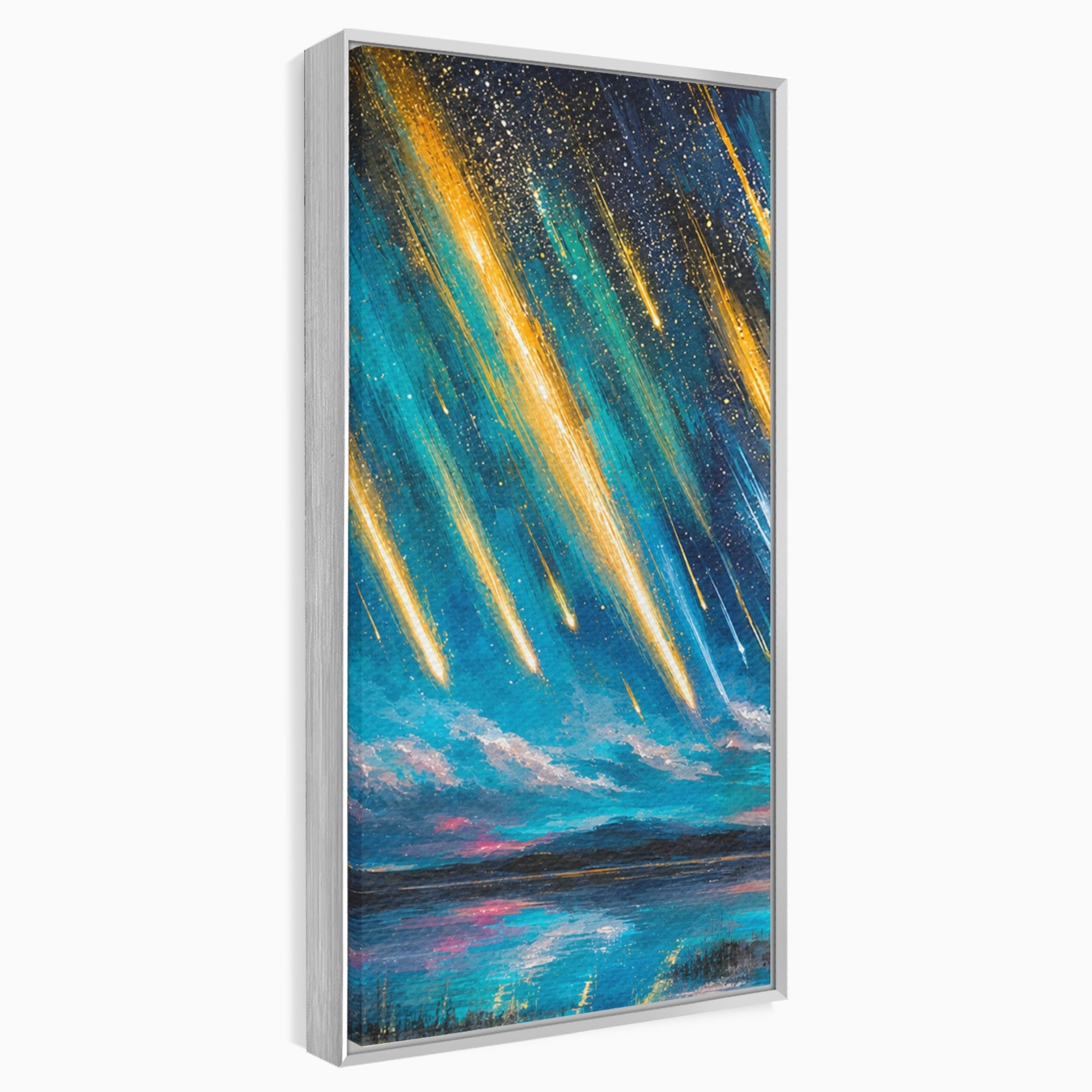 Set 3 Tablouri Canvas Premium LuxCanva® S3-1030, Ploua Cu Stele, Stele, Cer, Peisaj, Apus, Living, Culori Vibrante