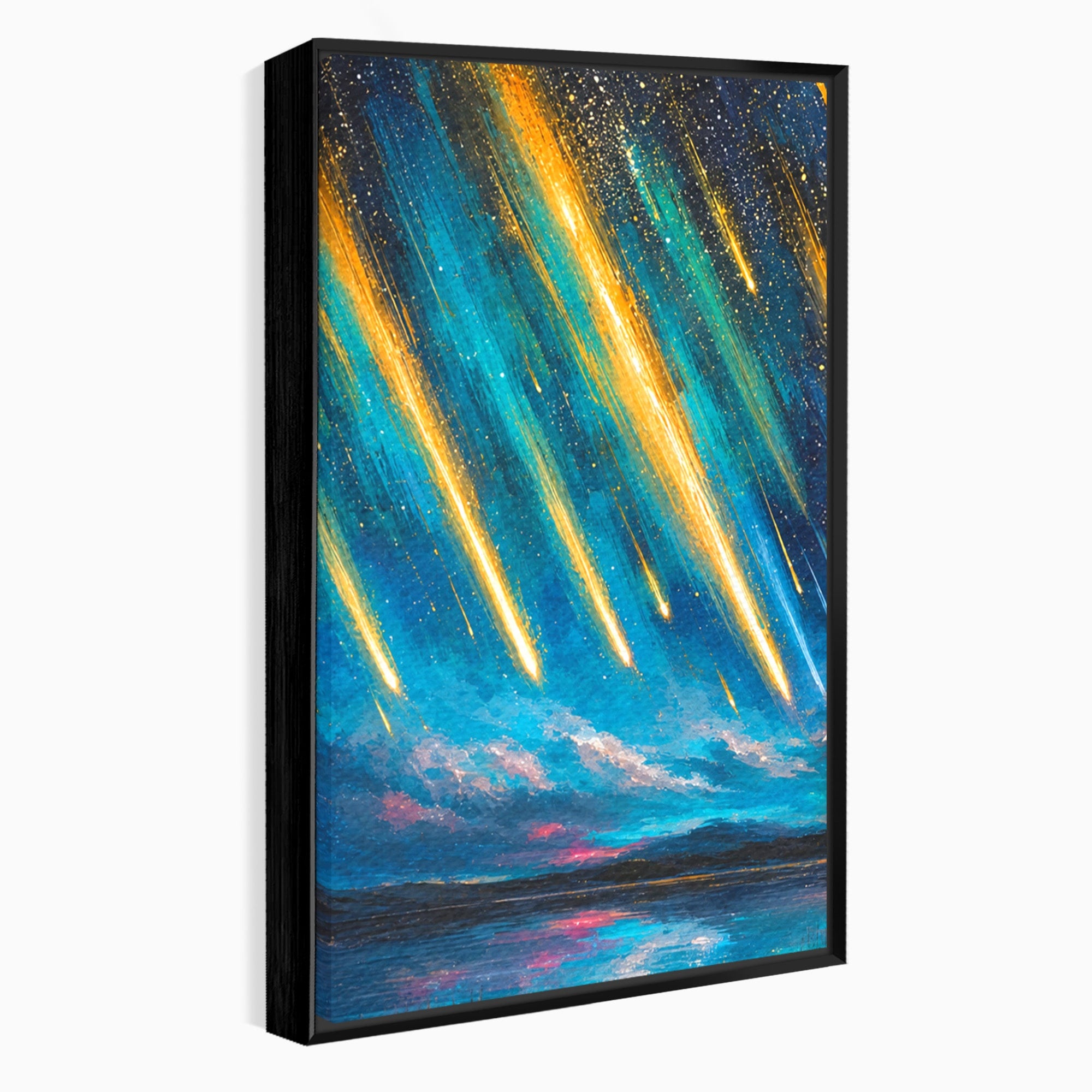 Set 3 Tablouri Canvas Premium LuxCanva® S3-1030, Ploua Cu Stele, Stele, Cer, Peisaj, Apus, Living, Culori Vibrante