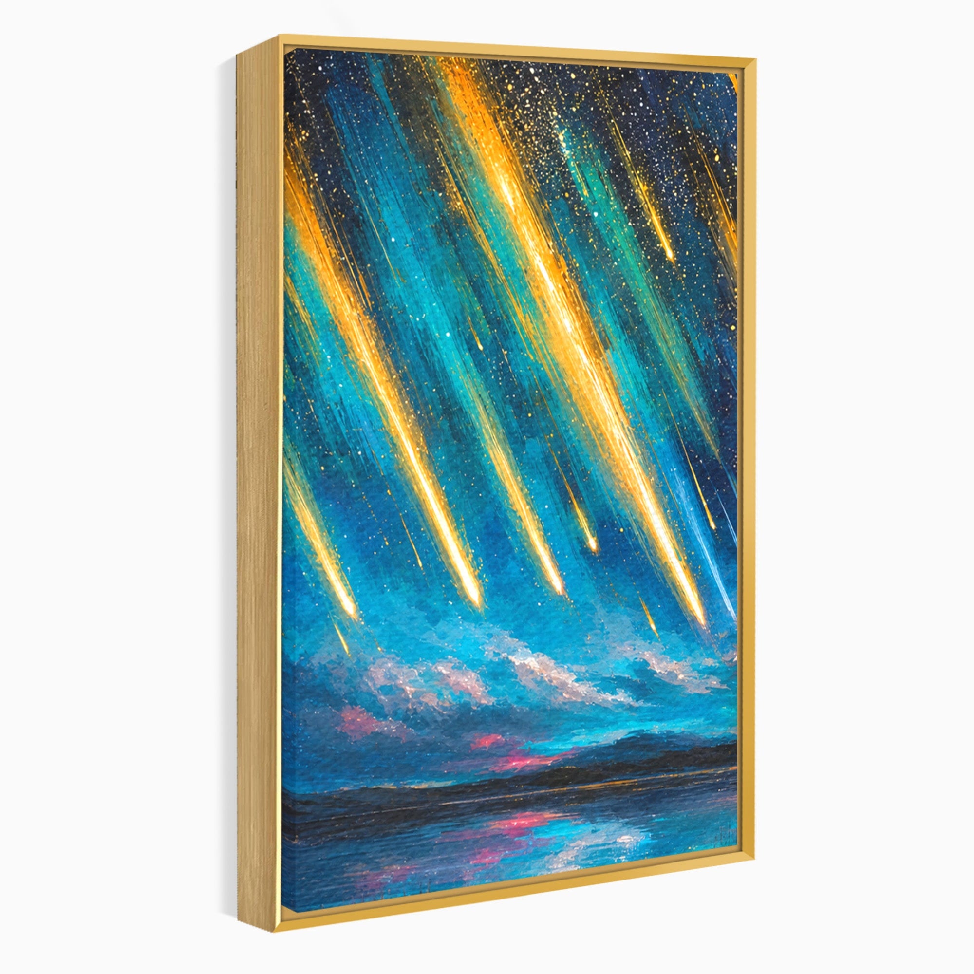 Set 3 Tablouri Canvas Premium LuxCanva® S3-1030, Ploua Cu Stele, Stele, Cer, Peisaj, Apus, Living, Culori Vibrante