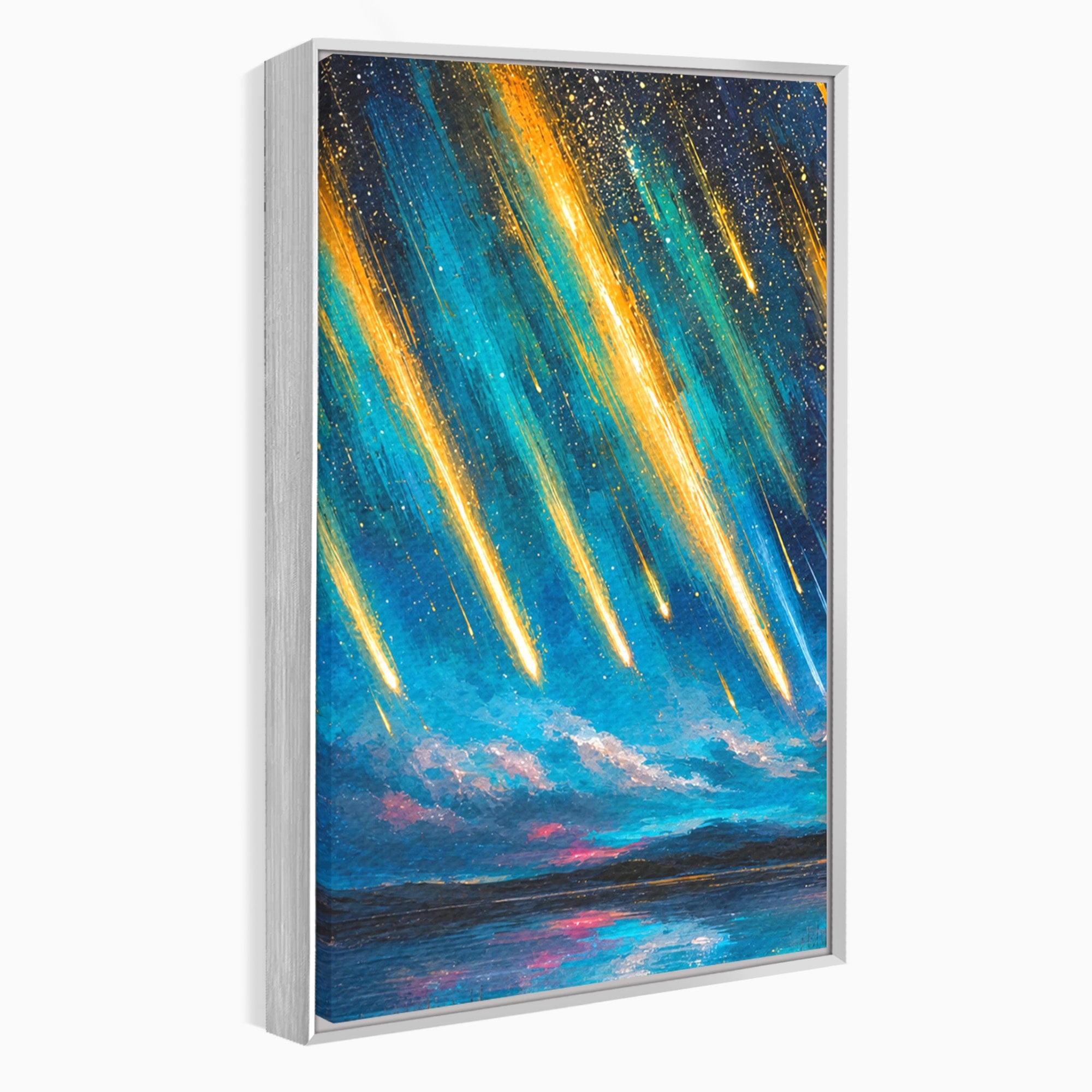 Set 3 Tablouri Canvas Premium LuxCanva® S3-1030, Ploua Cu Stele, Stele, Cer, Peisaj, Apus, Living, Culori Vibrante