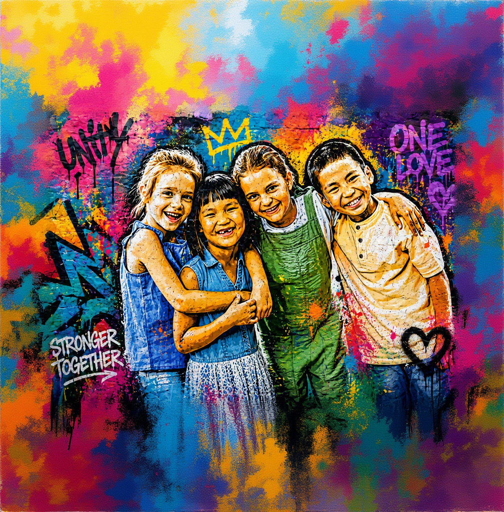 Tablou Personalizat Graffiti Urban | Tineri | Patrat