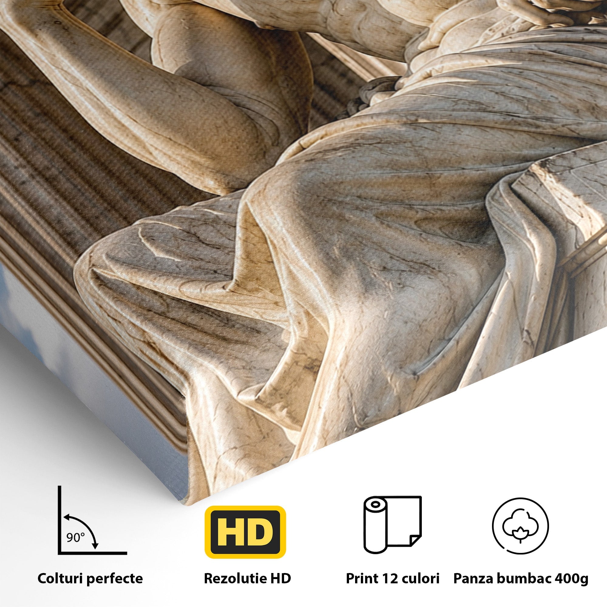 Tablou Canvas Premium LuxCanva® T1004, Ganditorul Antic, Sculptura, Filosofie, Istorie, Antichitate, Arta Clasica, Birou, Culori Vibrante