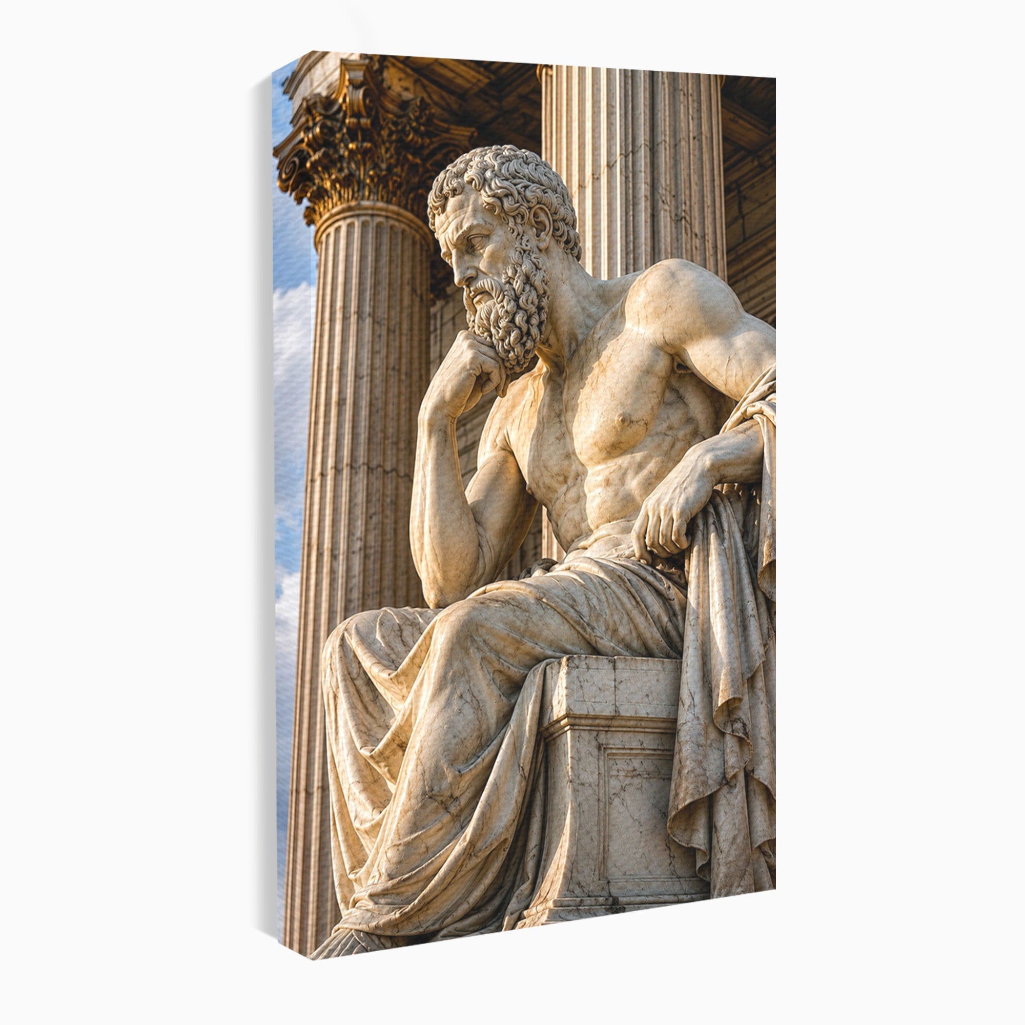Tablou Canvas Premium LuxCanva® T1004, Ganditorul Antic, Sculptura, Filosofie, Istorie, Antichitate, Arta Clasica, Birou, Culori Vibrante