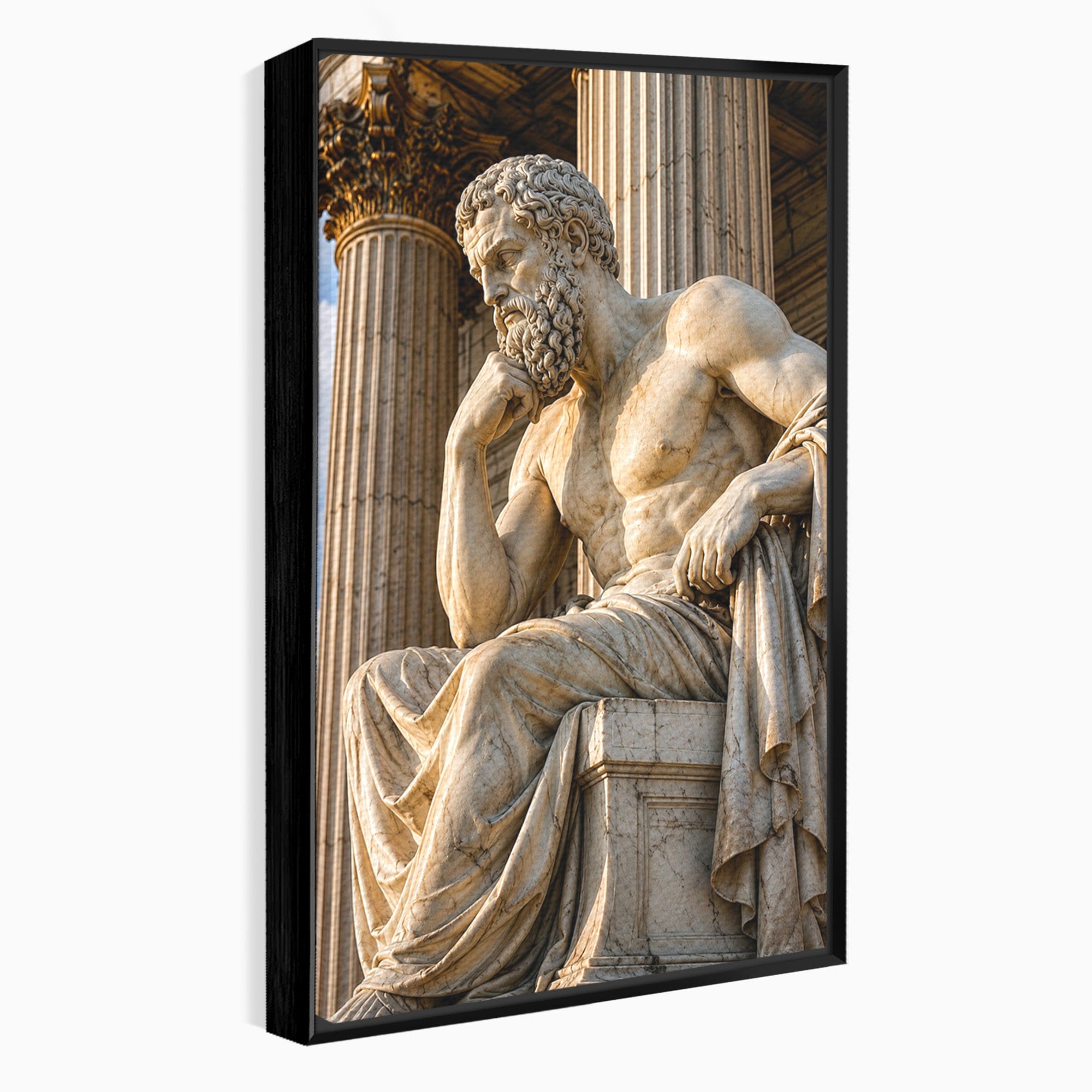 Tablou Canvas Premium LuxCanva® T1004, Ganditorul Antic, Sculptura, Filosofie, Istorie, Antichitate, Arta Clasica, Birou, Culori Vibrante