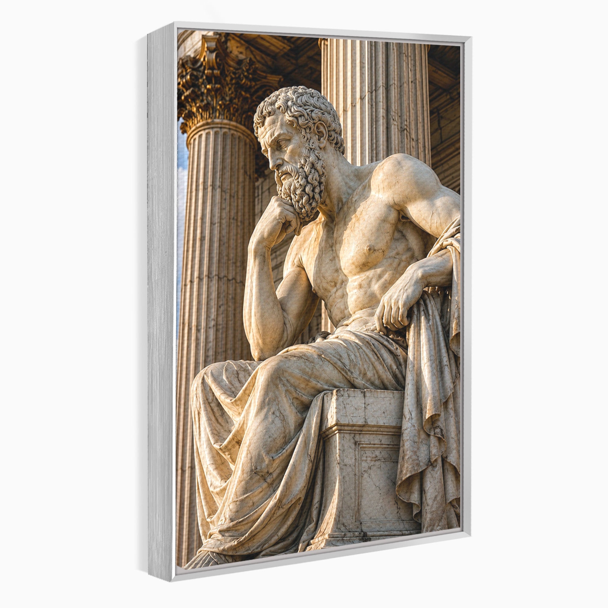 Tablou Canvas Premium LuxCanva® T1004, Ganditorul Antic, Sculptura, Filosofie, Istorie, Antichitate, Arta Clasica, Birou, Culori Vibrante