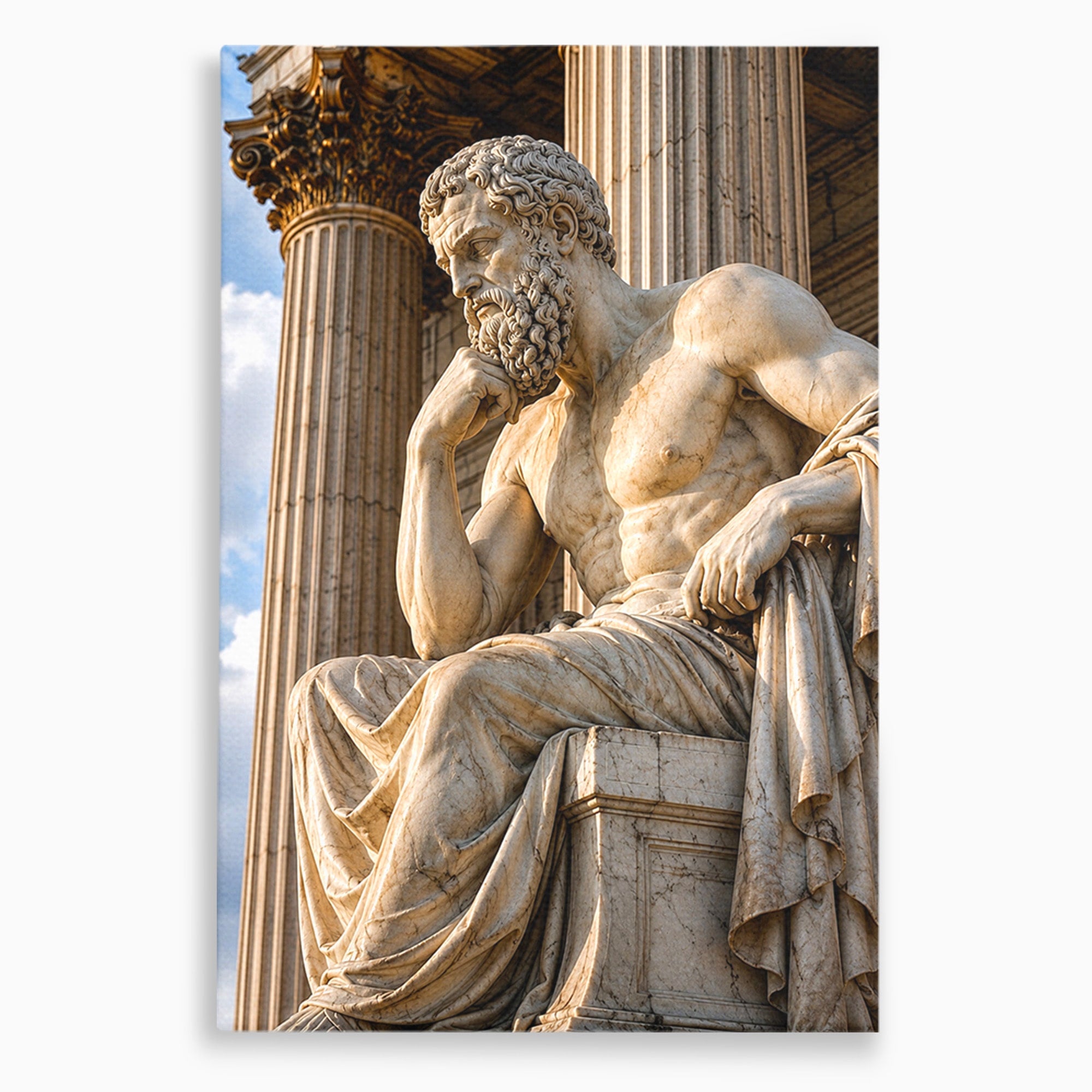 Tablou Canvas Premium LuxCanva® T1004, Ganditorul Antic, Sculptura, Filosofie, Istorie, Antichitate, Arta Clasica, Birou, Culori Vibrante
