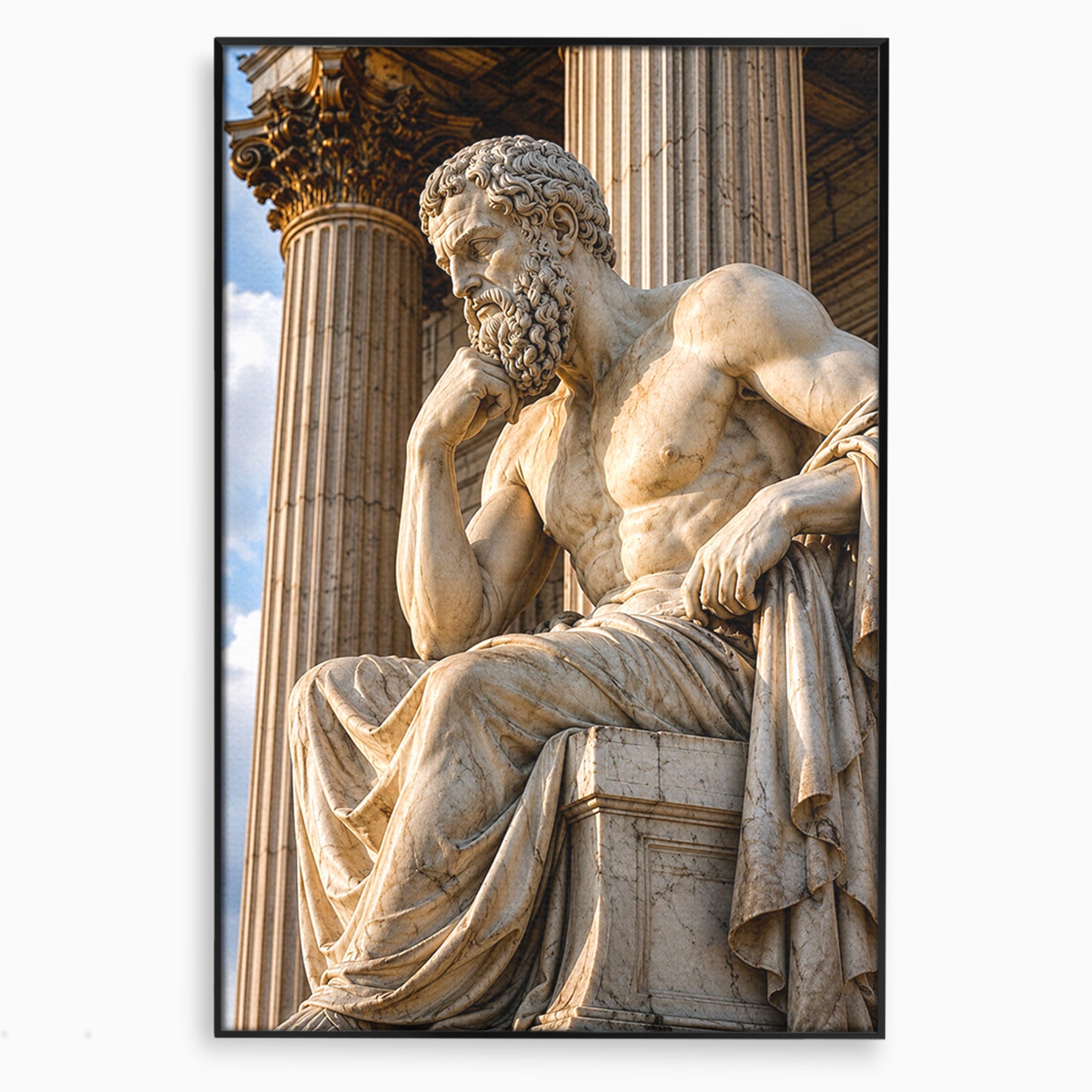 Tablou Canvas Premium LuxCanva® T1004, Ganditorul Antic, Sculptura, Filosofie, Istorie, Antichitate, Arta Clasica, Birou, Culori Vibrante
