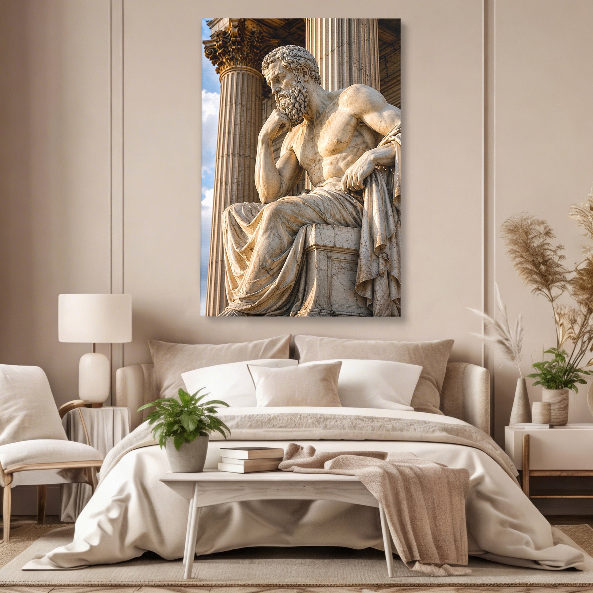 Tablou Canvas Premium LuxCanva® T1004, Ganditorul Antic, Sculptura, Filosofie, Istorie, Antichitate, Arta Clasica, Birou, Culori Vibrante