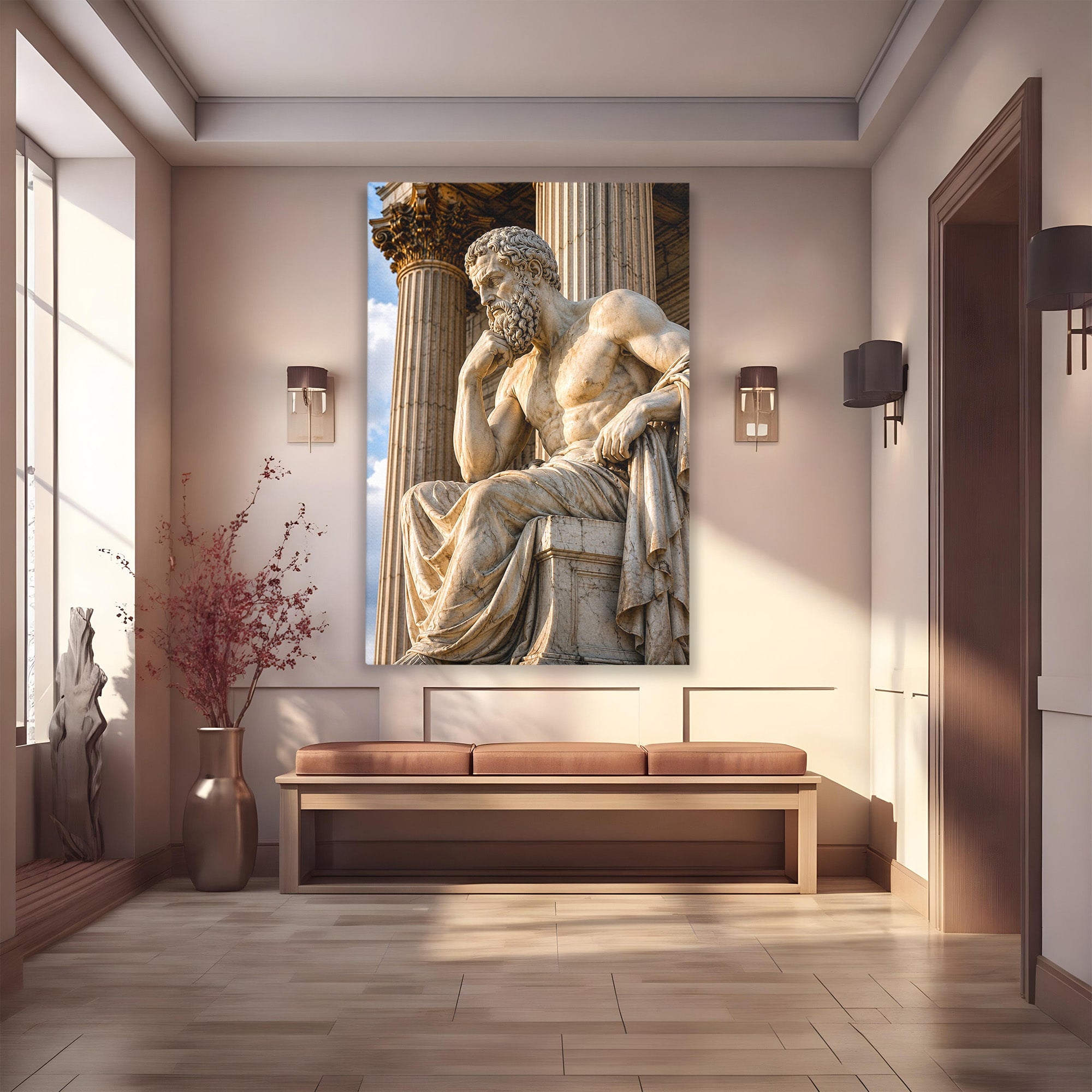 Tablou Canvas Premium LuxCanva® T1004, Ganditorul Antic, Sculptura, Filosofie, Istorie, Antichitate, Arta Clasica, Birou, Culori Vibrante