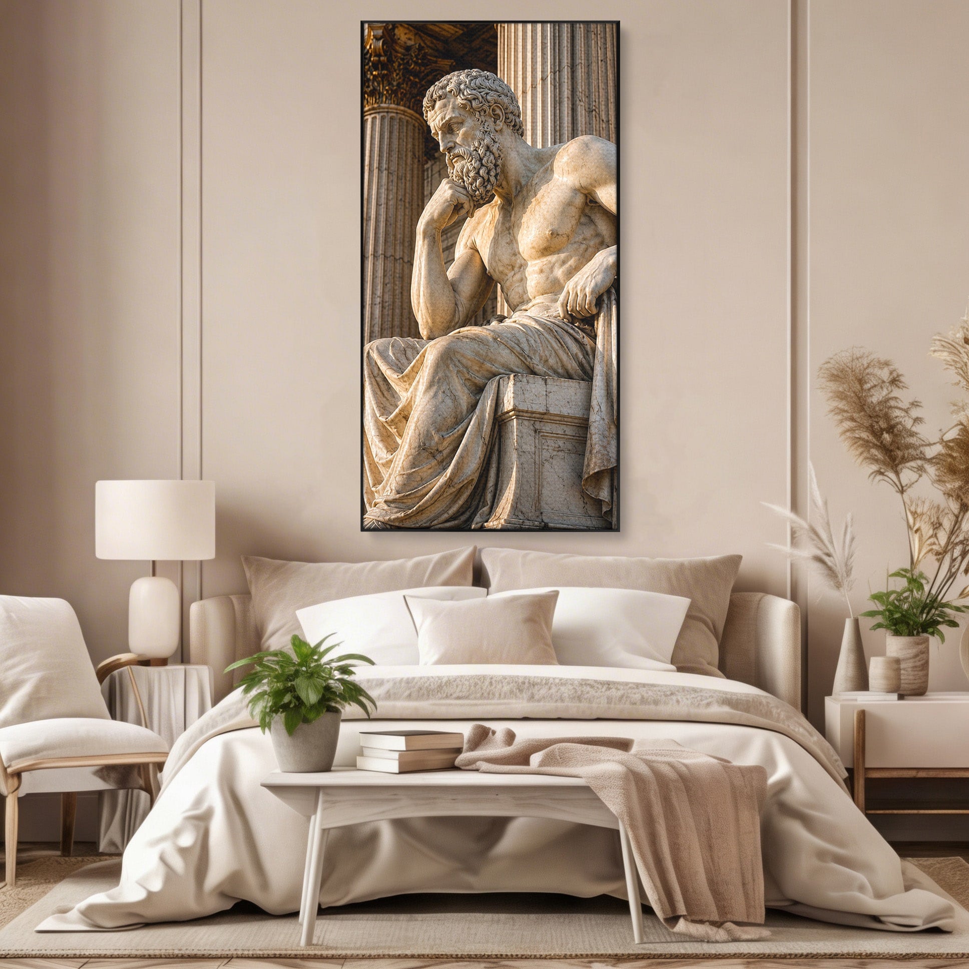 Tablou Canvas Premium LuxCanva® T1004, Ganditorul Antic, Sculptura, Filosofie, Istorie, Antichitate, Arta Clasica, Birou, Culori Vibrante