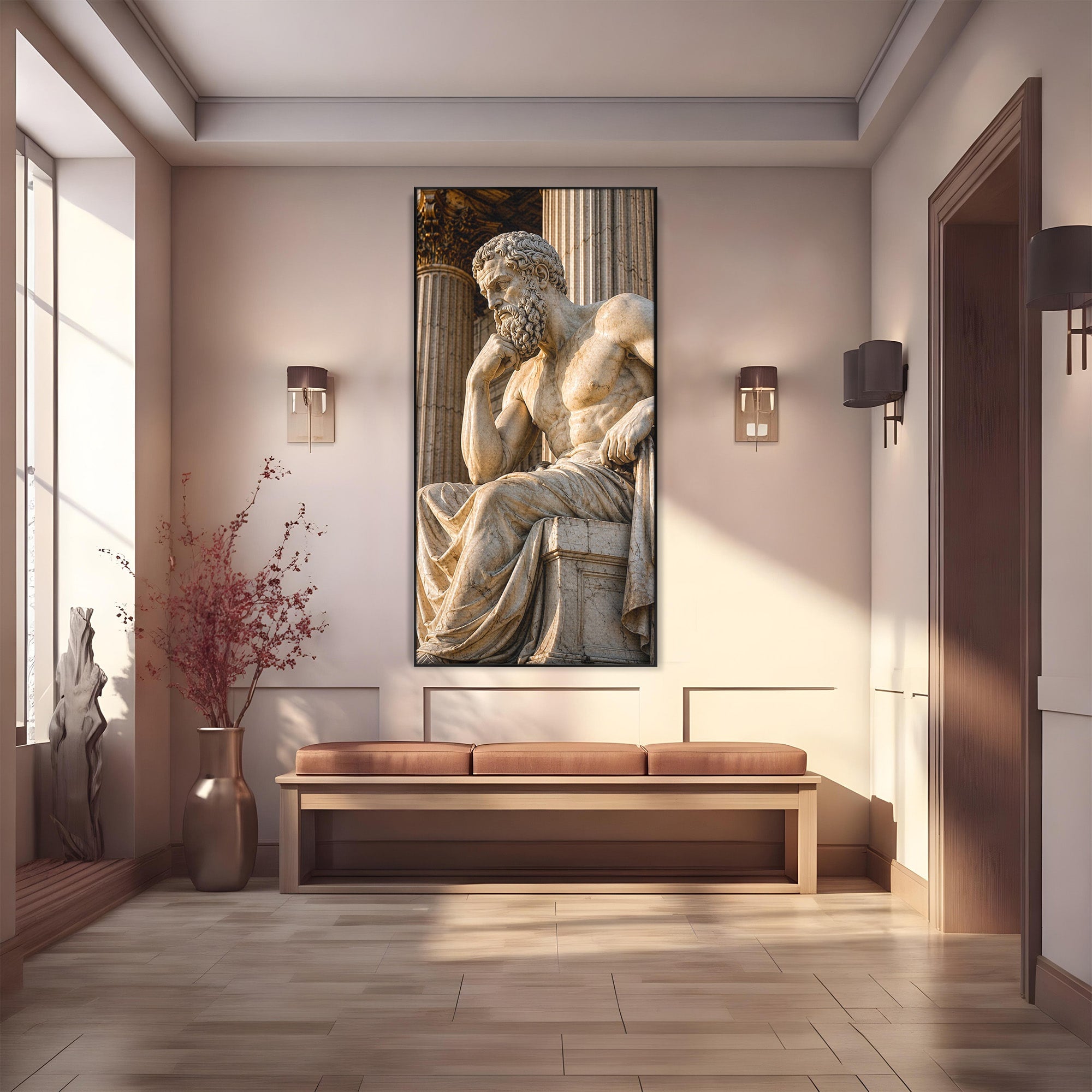 Tablou Canvas Premium LuxCanva® T1004, Ganditorul Antic, Sculptura, Filosofie, Istorie, Antichitate, Arta Clasica, Birou, Culori Vibrante