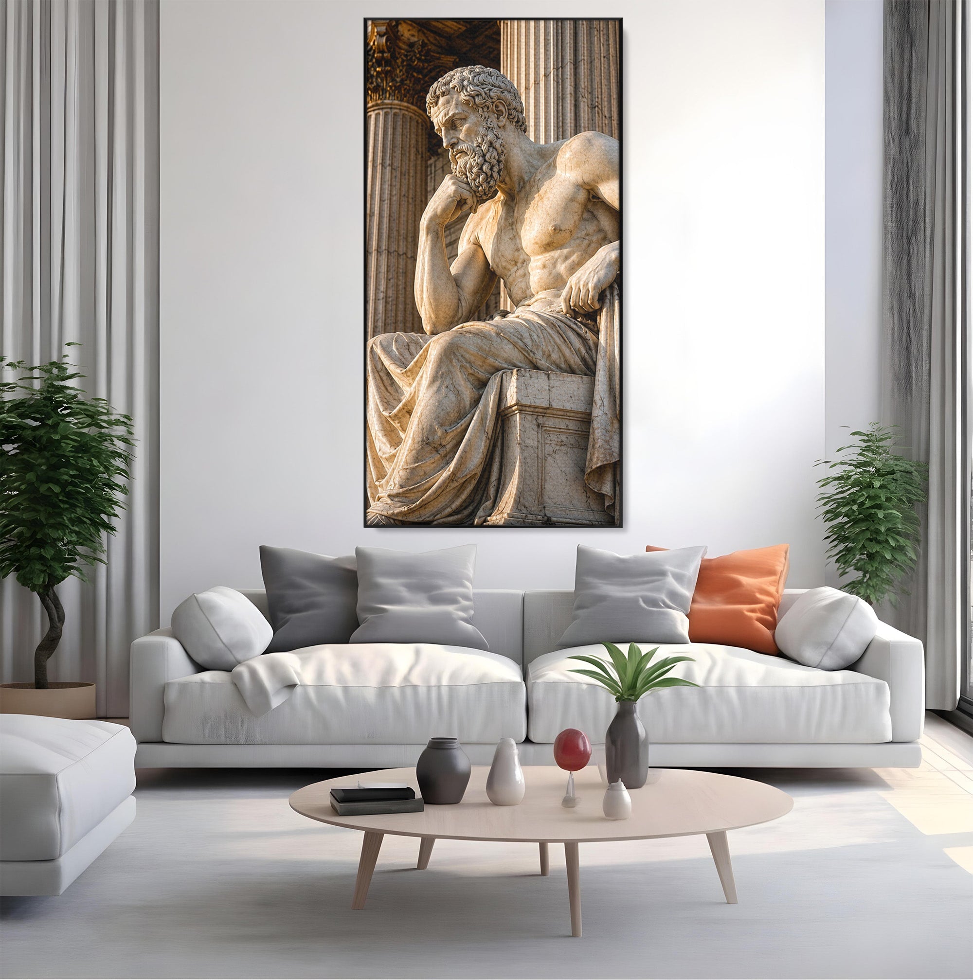 Tablou Canvas Premium LuxCanva® T1004, Ganditorul Antic, Sculptura, Filosofie, Istorie, Antichitate, Arta Clasica, Birou, Culori Vibrante