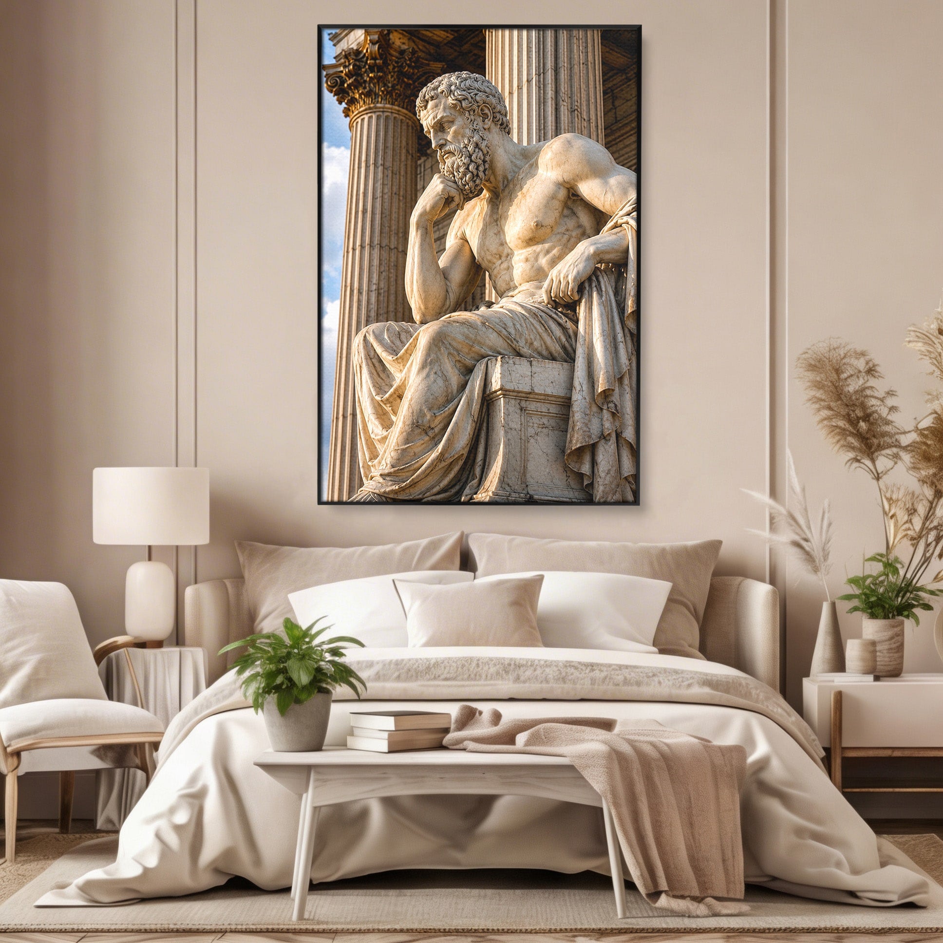 Tablou Canvas Premium LuxCanva® T1004, Ganditorul Antic, Sculptura, Filosofie, Istorie, Antichitate, Arta Clasica, Birou, Culori Vibrante
