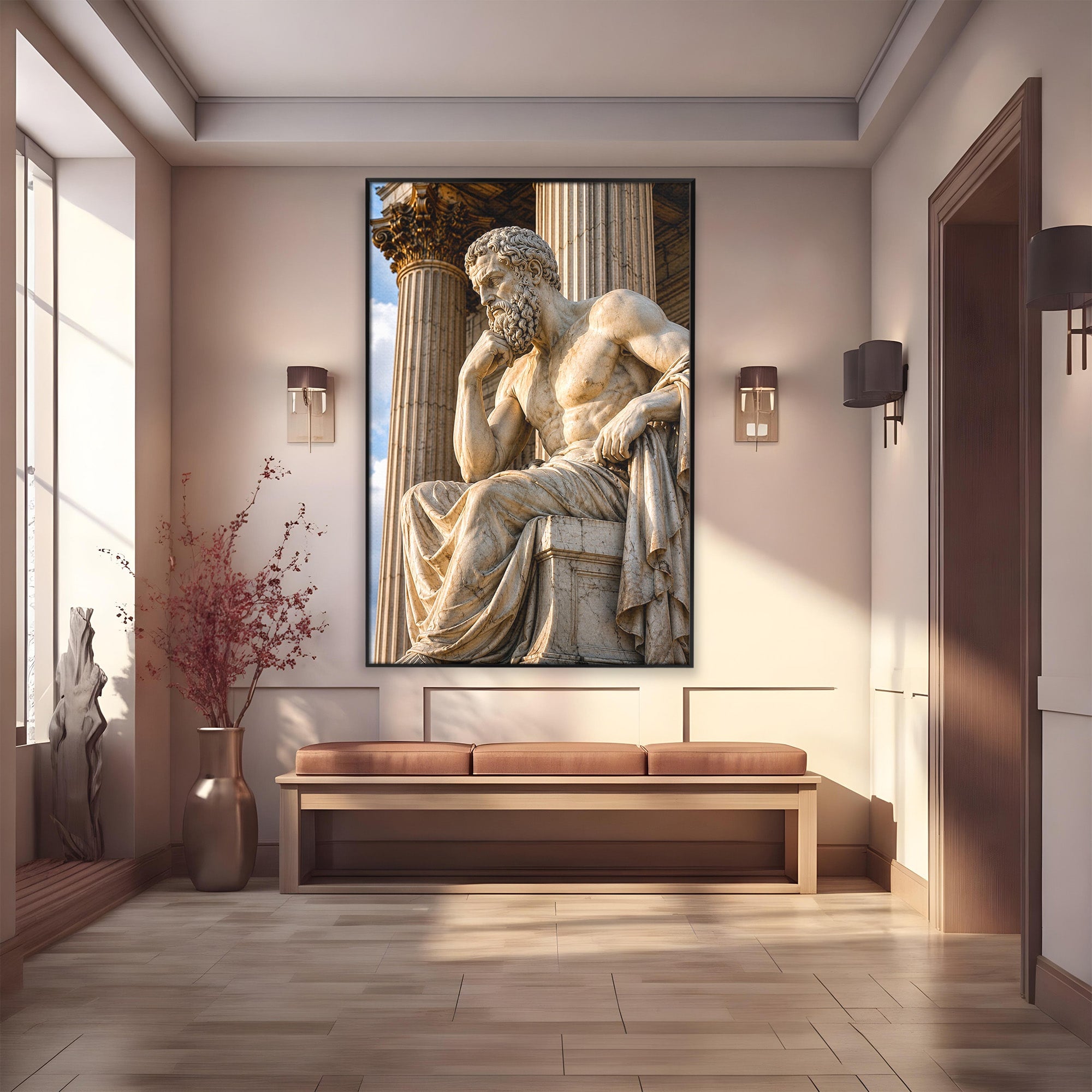 Tablou Canvas Premium LuxCanva® T1004, Ganditorul Antic, Sculptura, Filosofie, Istorie, Antichitate, Arta Clasica, Birou, Culori Vibrante