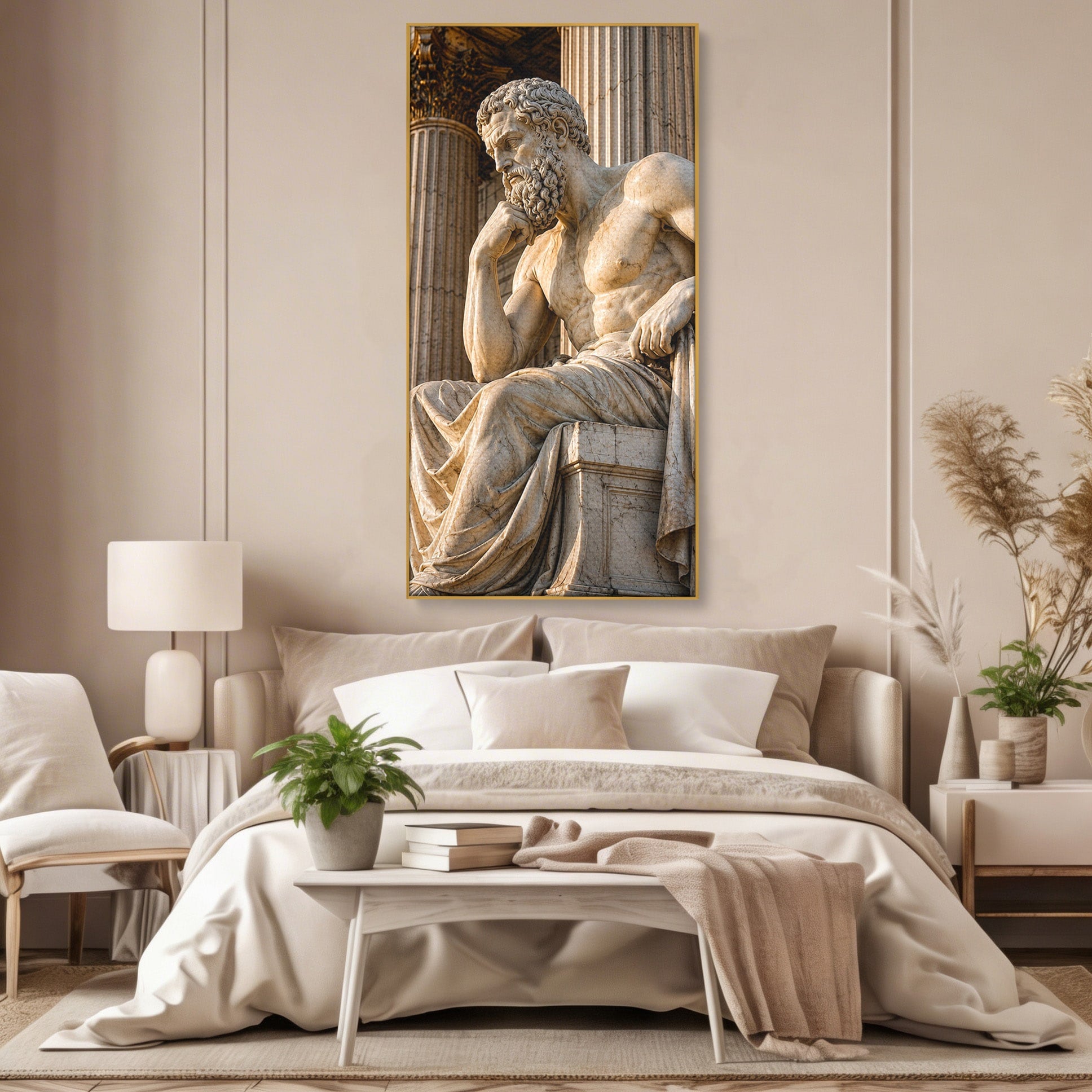 Tablou Canvas Premium LuxCanva® T1004, Ganditorul Antic, Sculptura, Filosofie, Istorie, Antichitate, Arta Clasica, Birou, Culori Vibrante