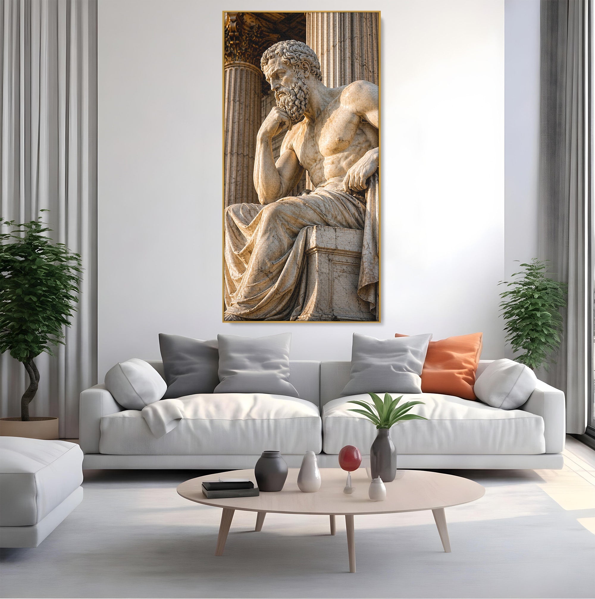 Tablou Canvas Premium LuxCanva® T1004, Ganditorul Antic, Sculptura, Filosofie, Istorie, Antichitate, Arta Clasica, Birou, Culori Vibrante