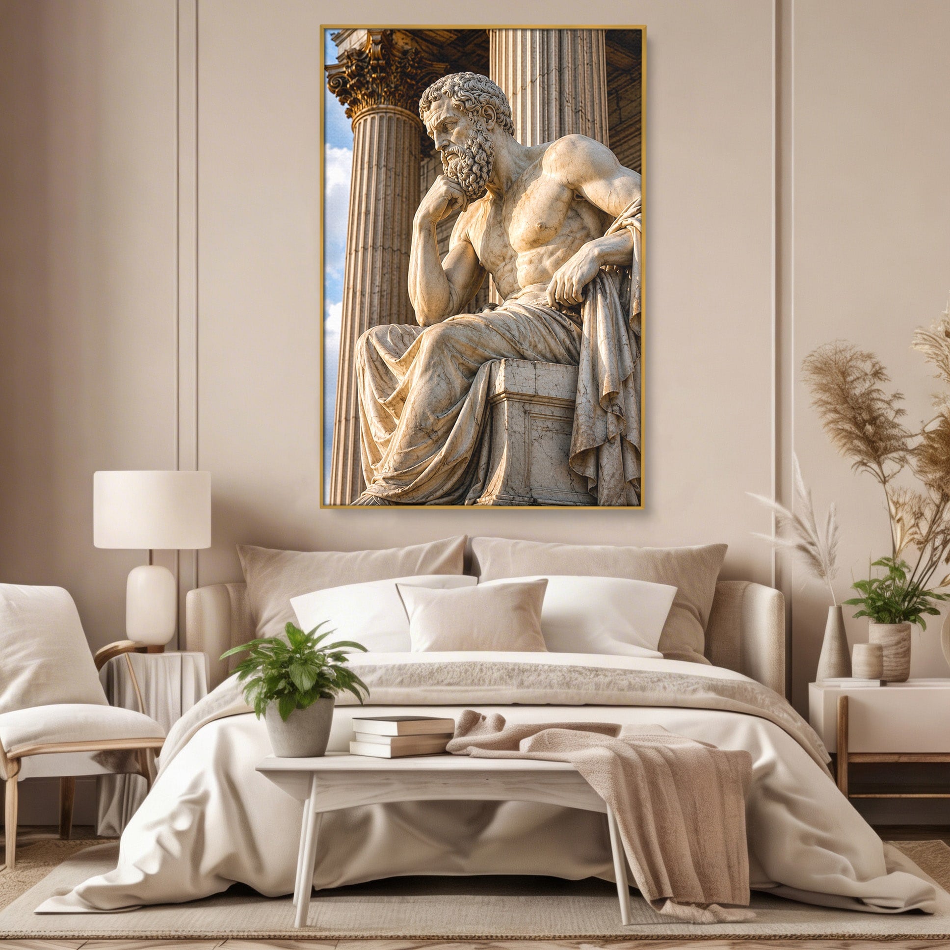 Tablou Canvas Premium LuxCanva® T1004, Ganditorul Antic, Sculptura, Filosofie, Istorie, Antichitate, Arta Clasica, Birou, Culori Vibrante