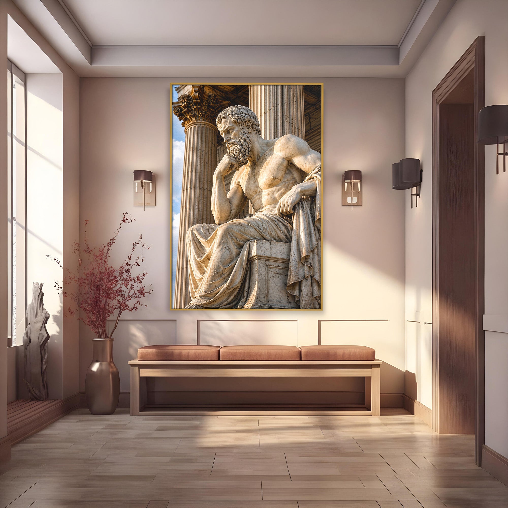 Tablou Canvas Premium LuxCanva® T1004, Ganditorul Antic, Sculptura, Filosofie, Istorie, Antichitate, Arta Clasica, Birou, Culori Vibrante